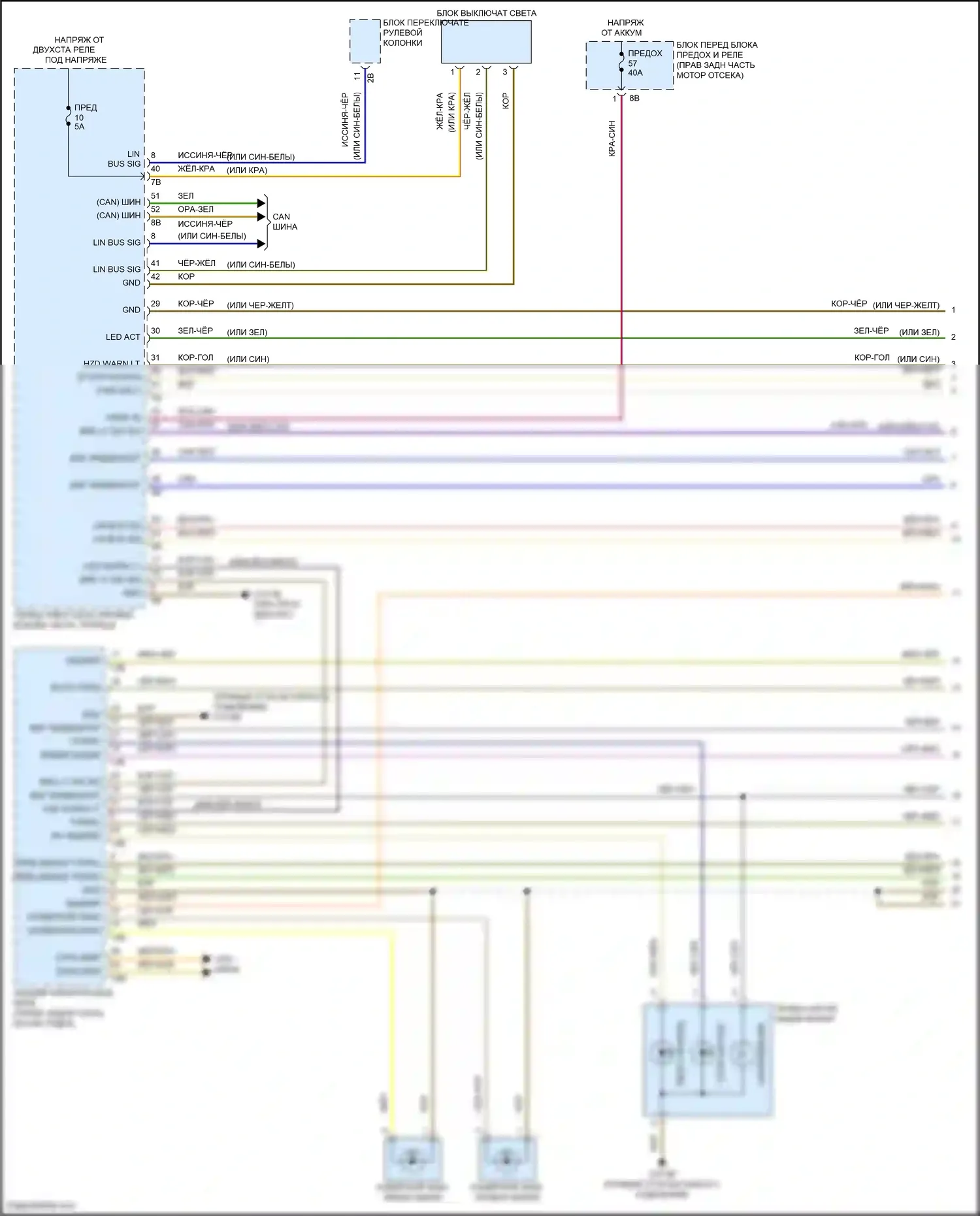 M3 BMW F80 (2014-2018): Электросхема фар и фонарей, со светодиодными фарами (1 из 3) 