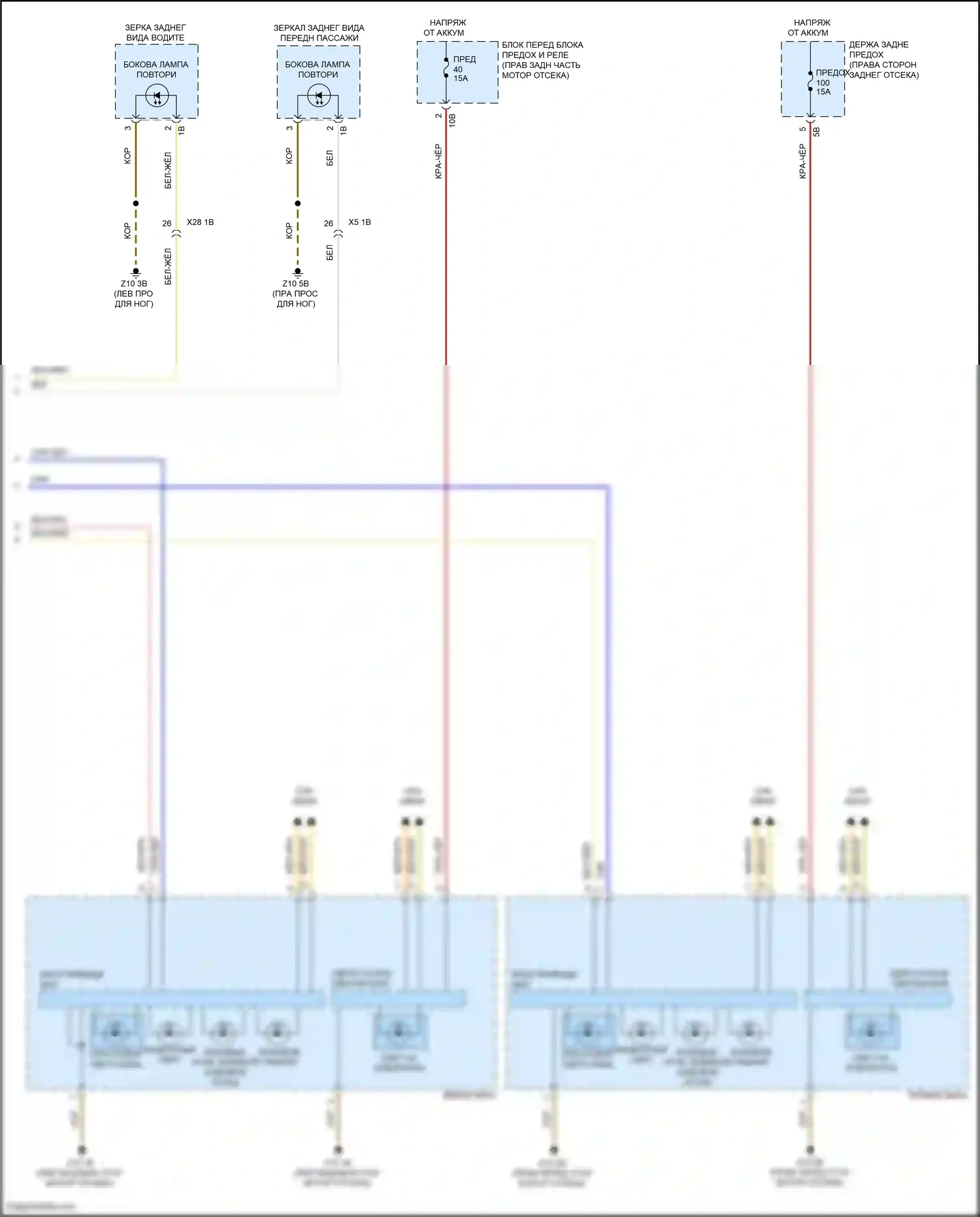 M3 BMW F80 (2014-2018): Электросхема фар и фонарей, со светодиодными фарами (3 из 3) 