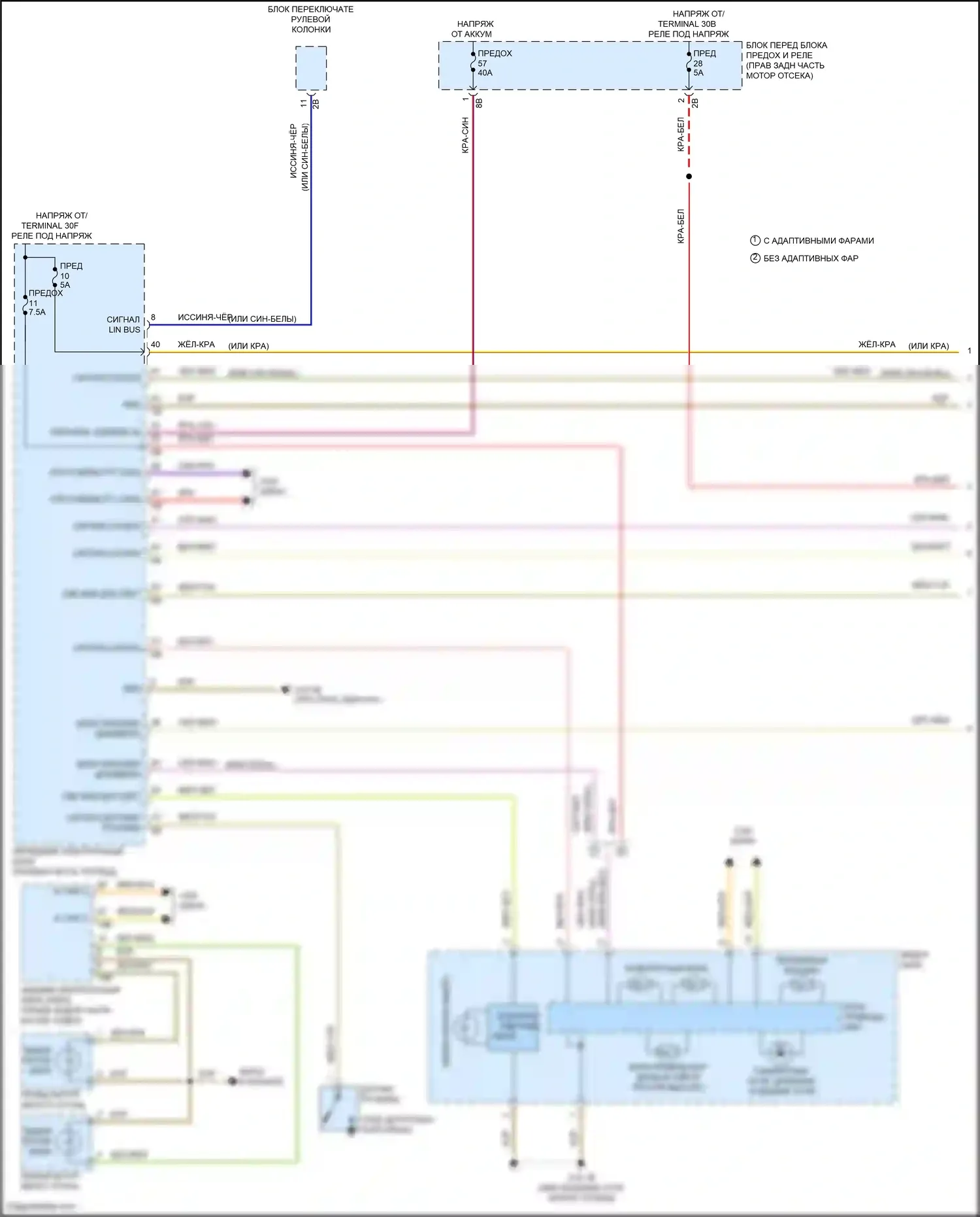 M3 BMW F80 (2014-2018): Электросхема фар, без светодиодных фар (1 из 2) 