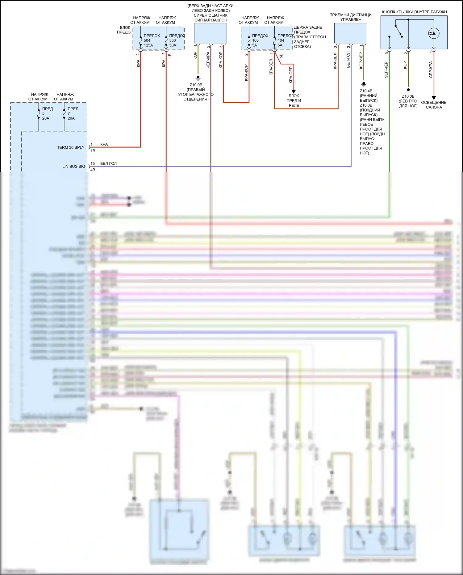 M3 BMW F80 (2014-2018): Электросхема сигнализации и центрального запирания (1 из 2) 