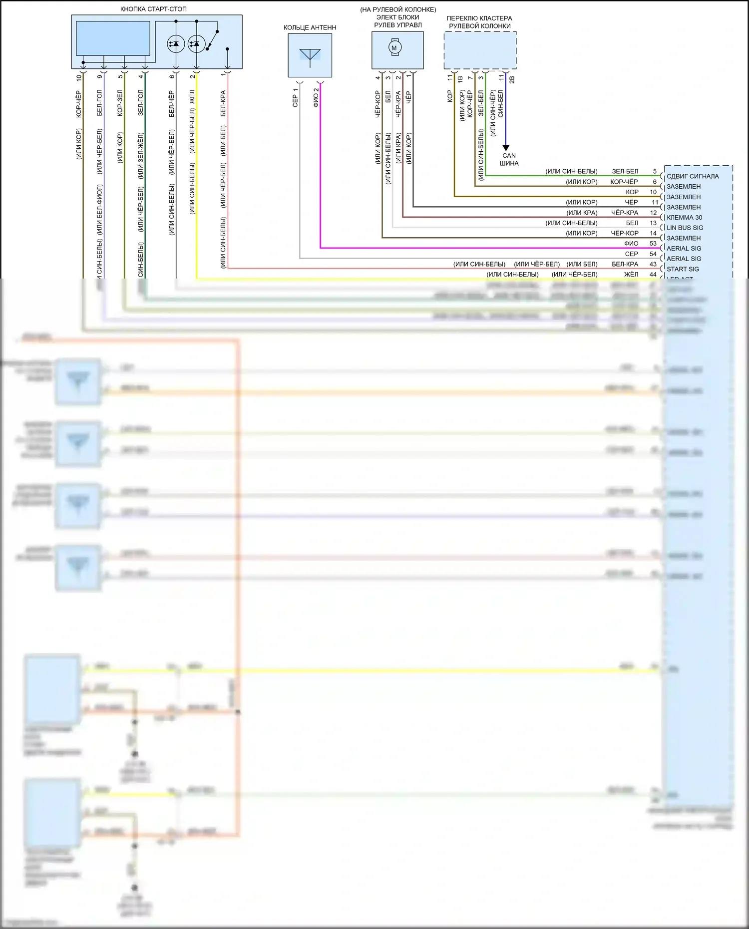 M3 BMW F80 (2014-2018): Электросхема системы бесключевого доступа (2 из 2) 