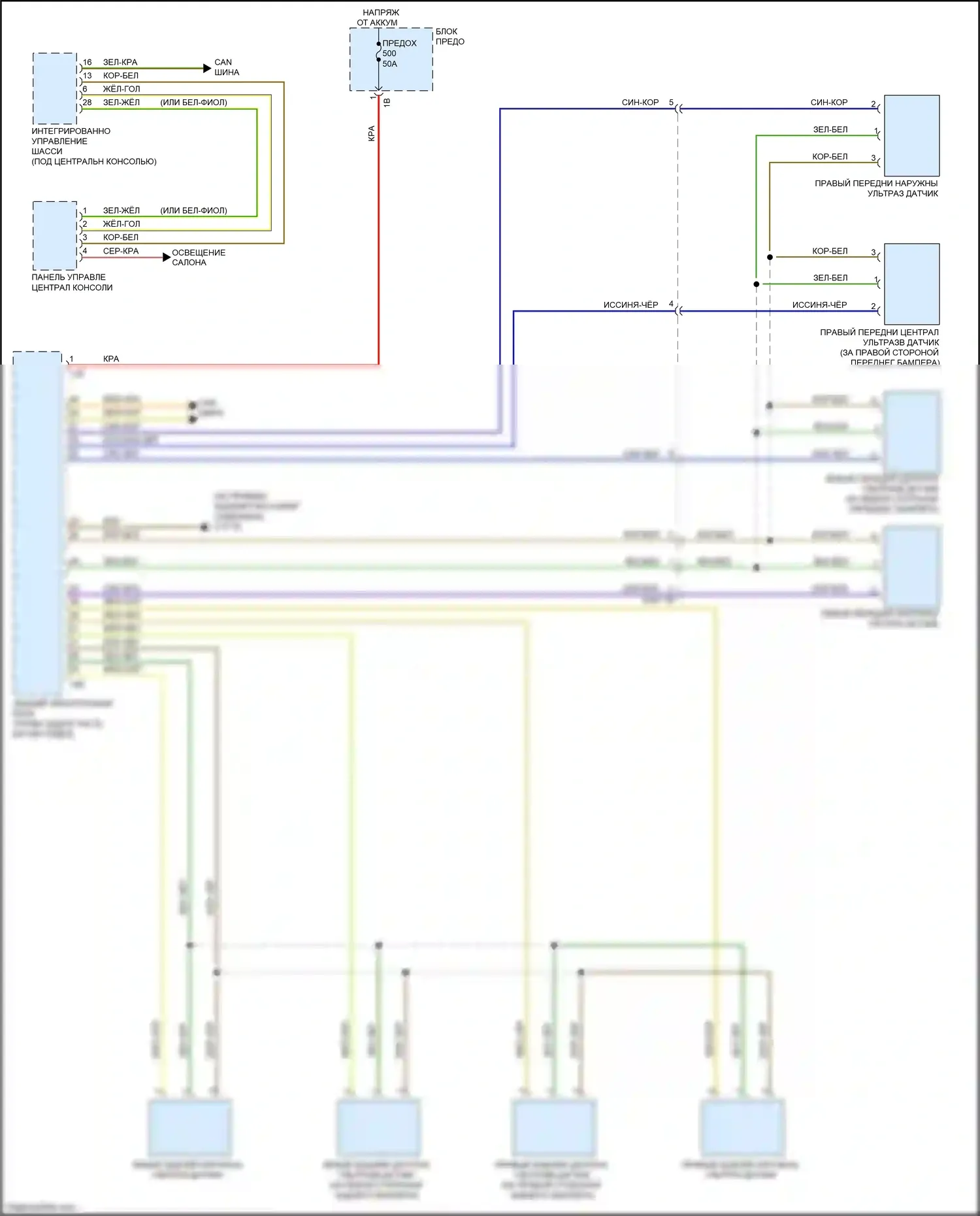 M3 BMW F80 (2014-2018): Электросхема парктроника, без парковочного маневрирующего помощника 