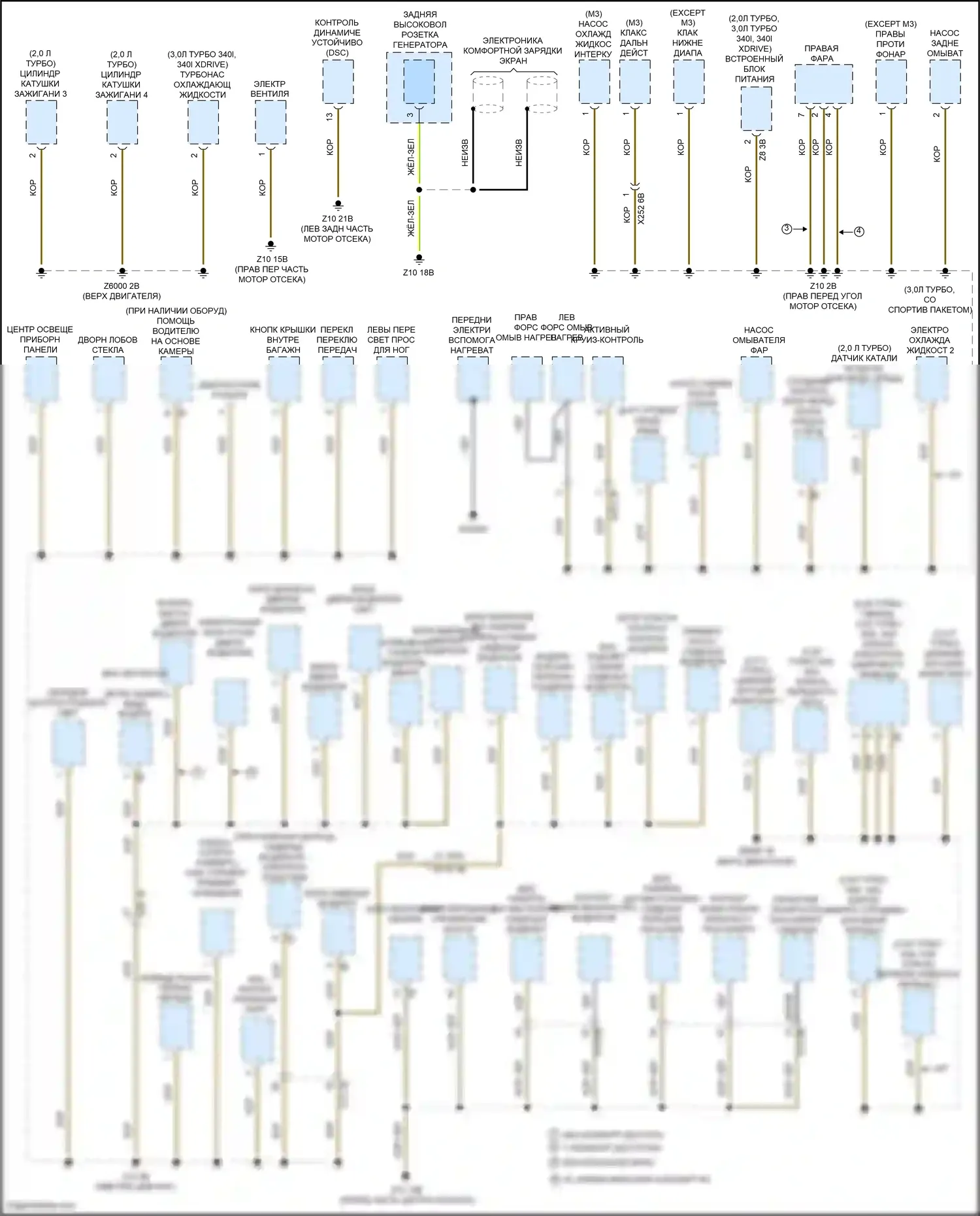 M3 BMW F80 (2014-2018): Электросхема точек подключения масс (1 из 4) 