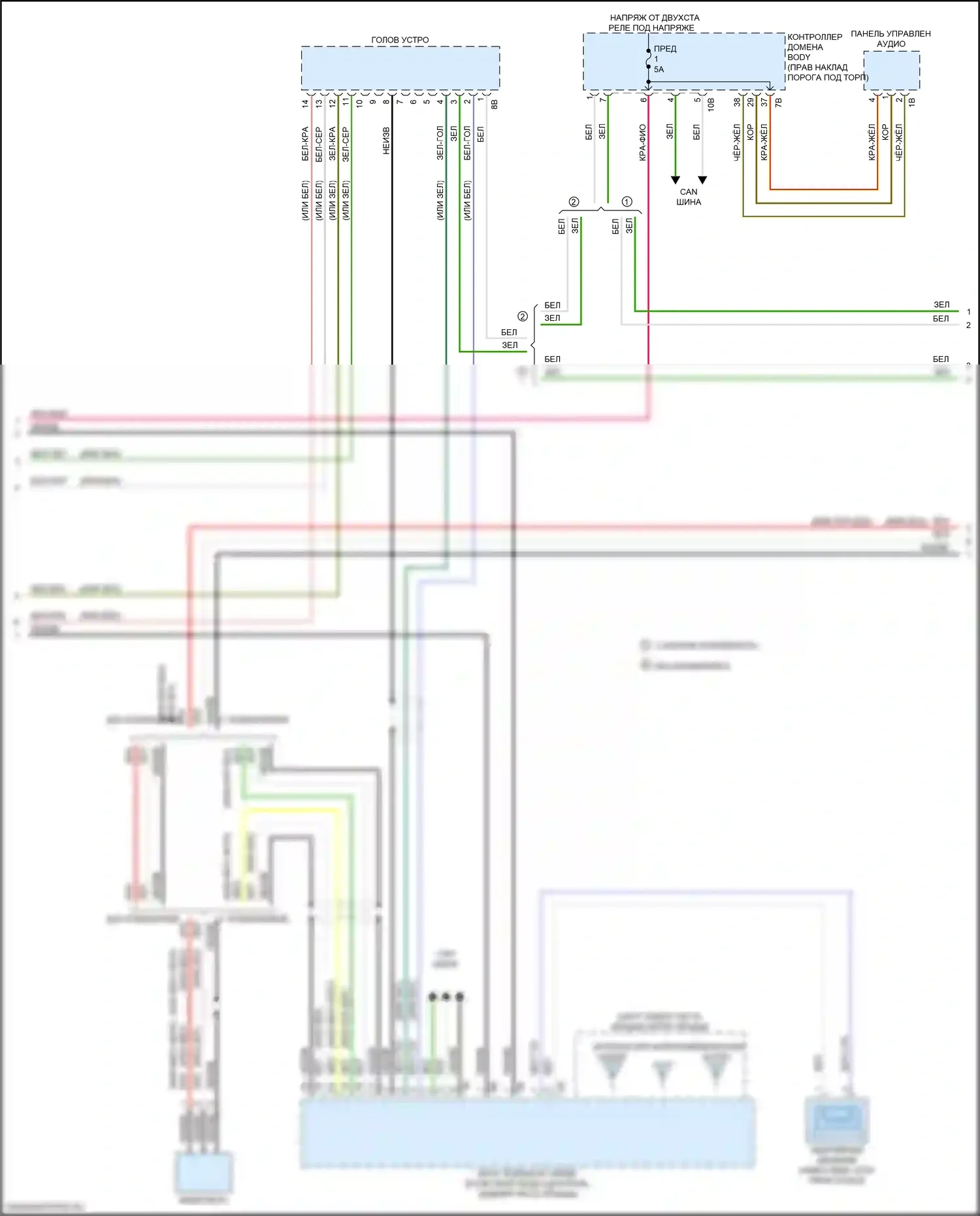 M3 BMW G80 (2020-2024): Электросхема аудиоблока приемника, средний уровень (3 из 6) 