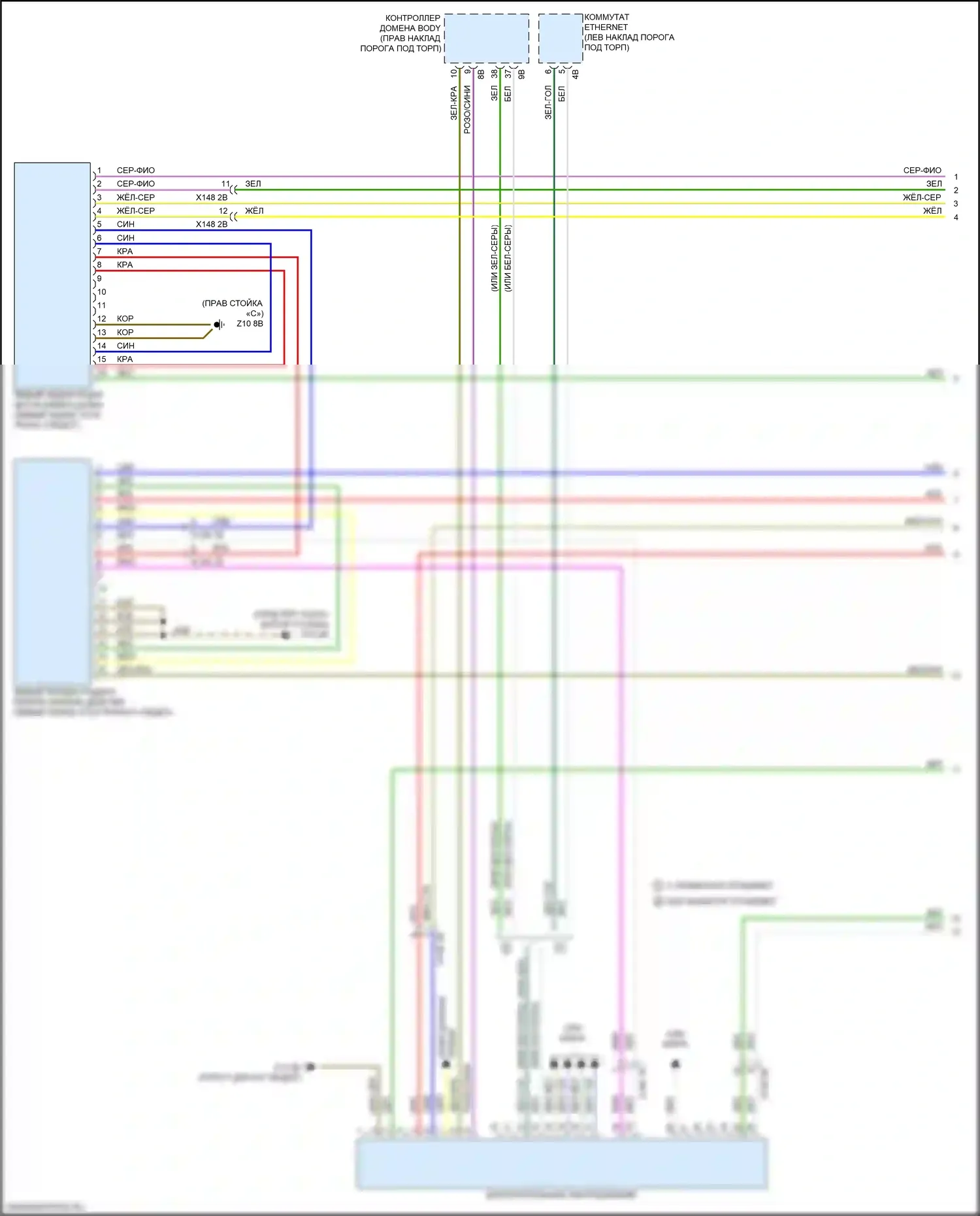 M3 BMW G80 (2020-2024): Электросхема мониторинга в слепой зоне (1 из 2) 