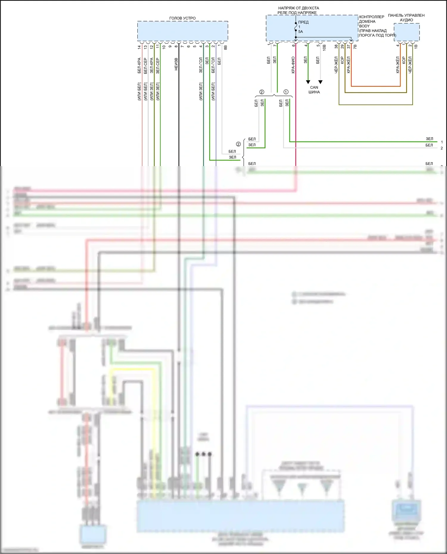 M3 BMW G80 (2020-2024): Электросхема навигации, высокий уровень с аудиоблоком приемника (3 из 6) 