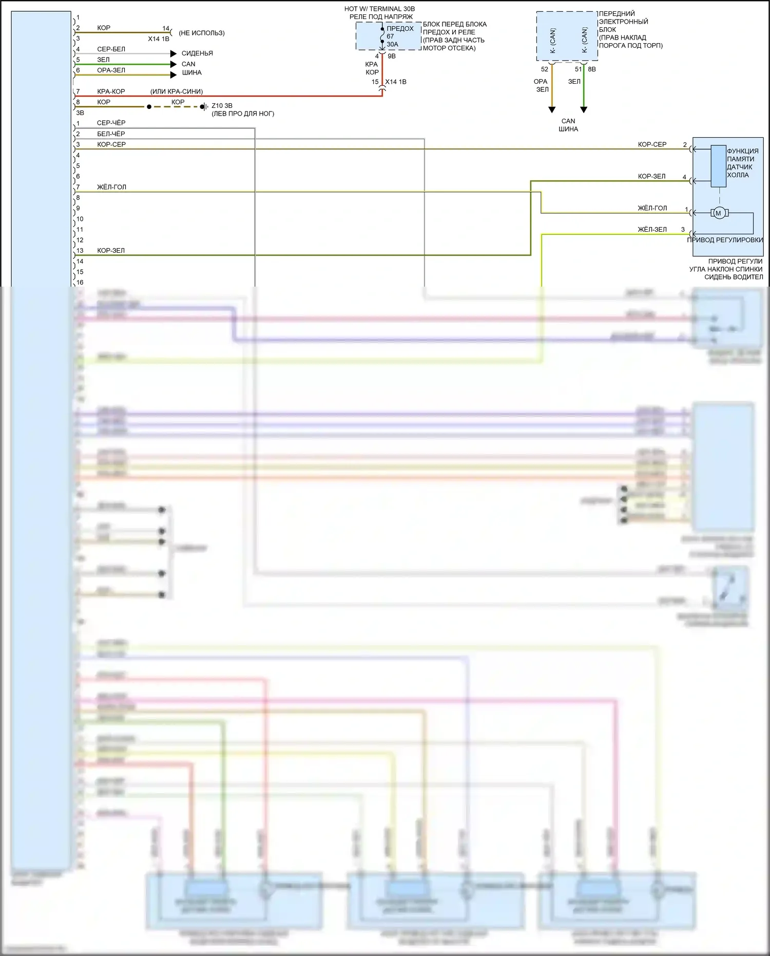 M4 BMW F82/F83 рестайлинг (2017-2020): Электросхема сиденья памяти водителя, кабриолет 