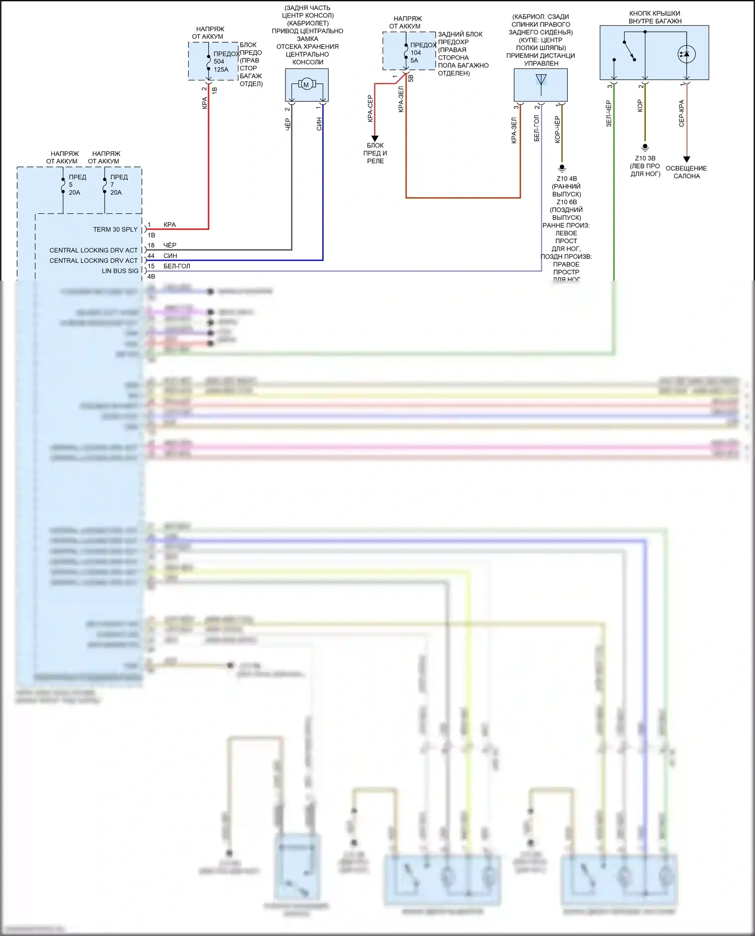 M4 BMW F82/F83 рестайлинг (2017-2020): Электросхема сигнализации и центрального запирания (1 из 3) 
