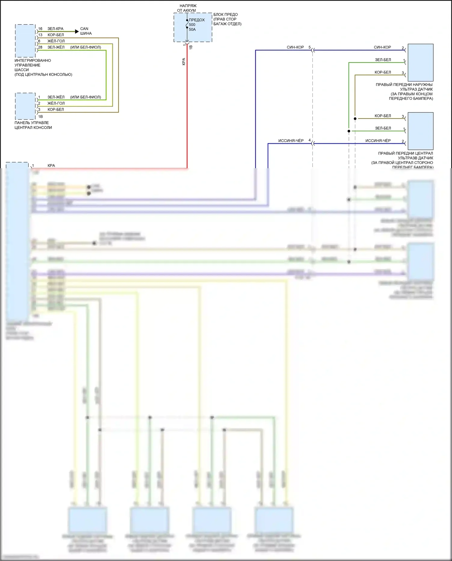 M4 BMW F82/F83 рестайлинг (2017-2020): Электросхема парктроника, без парковочного маневрирующего помощника 