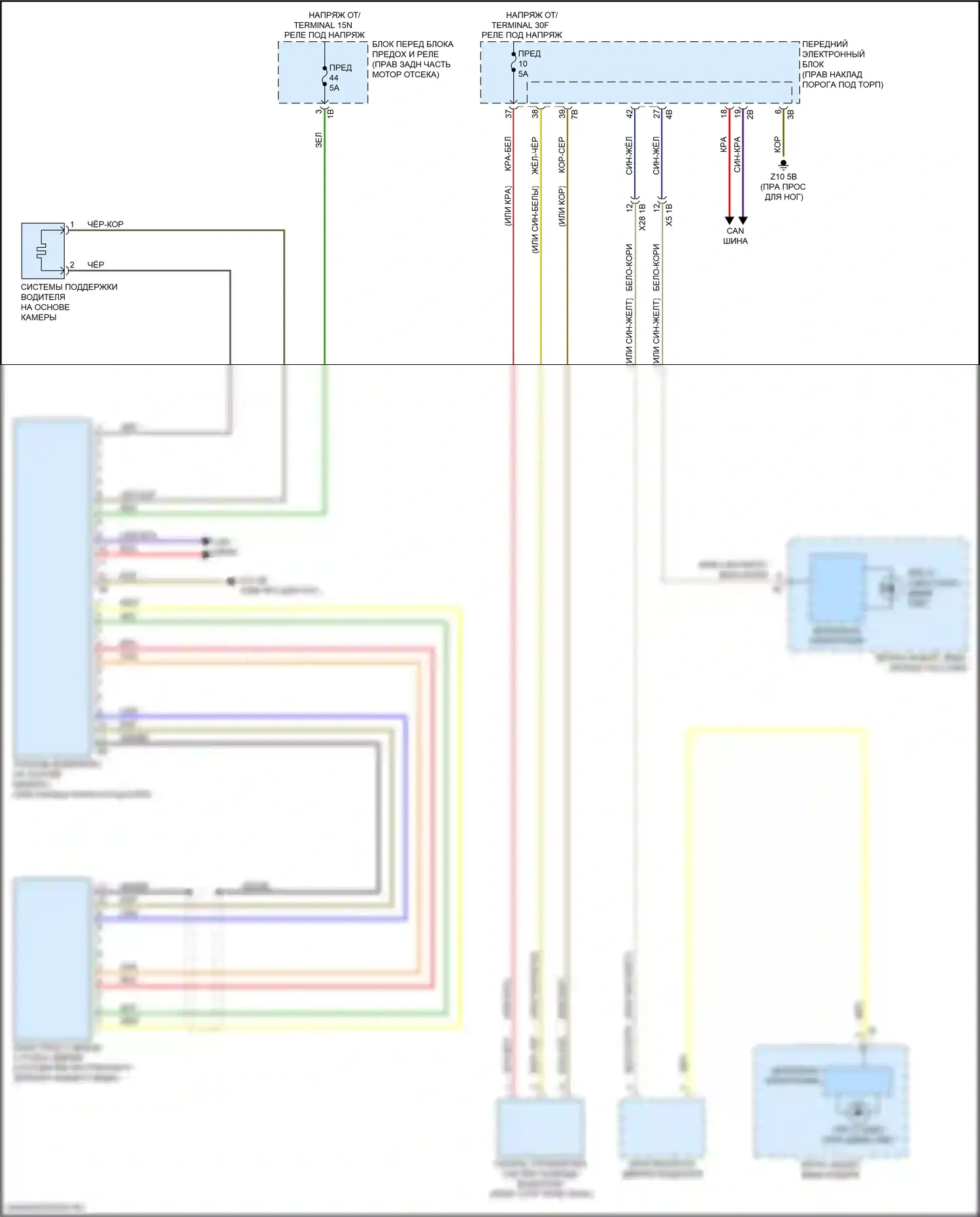 M4 BMW F82/F83 рестайлинг (2017-2020): Электросхема предупреждения о выезде с полосы движения, с камерой 