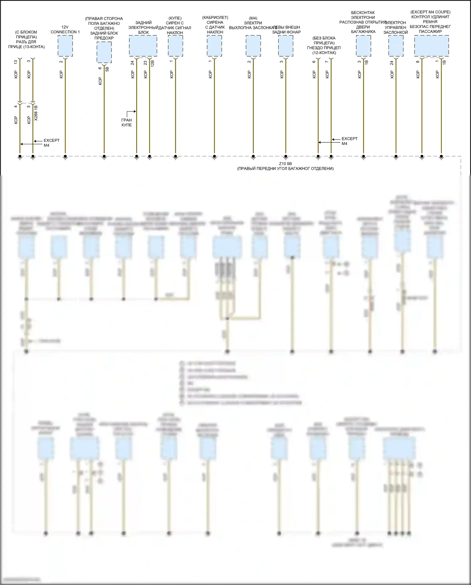 M4 BMW F82/F83 рестайлинг (2017-2020): Электросхема точек подключения масс (3 из 4) 
