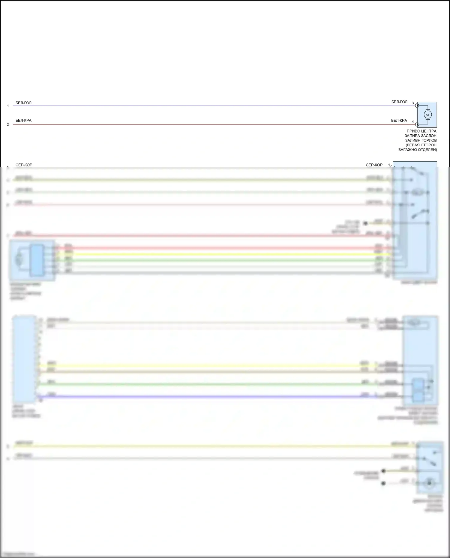 M4 BMW G82 (2020-2024): Электросхема открытия багажника и лючка топливного бака (2 из 2) 