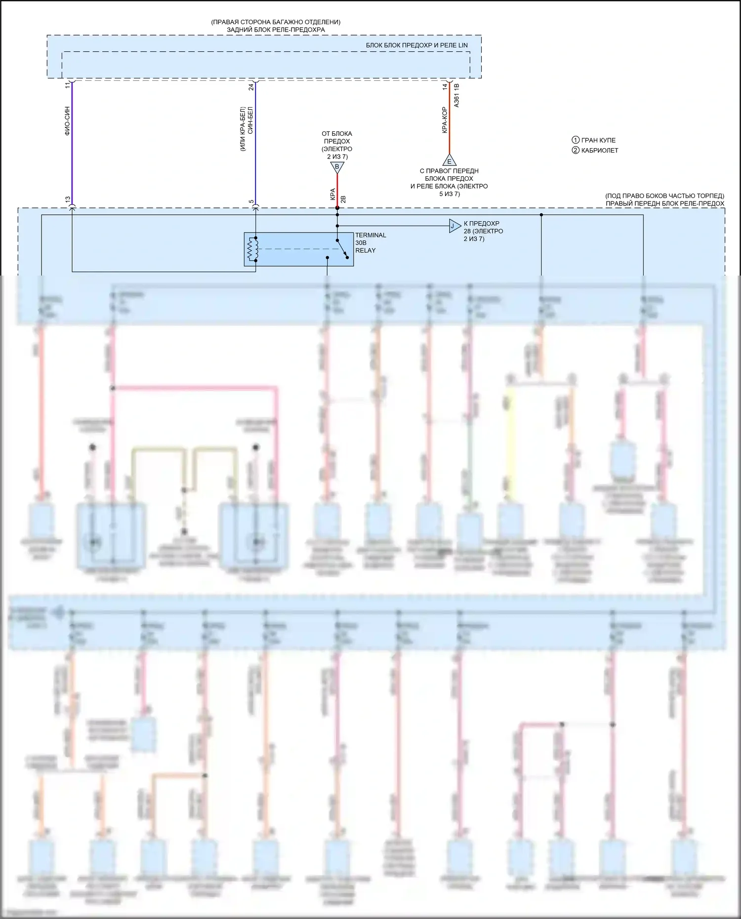 M4 BMW G82 (2020-2024): Электросхема блока предохранителей реле (3 из 7) 