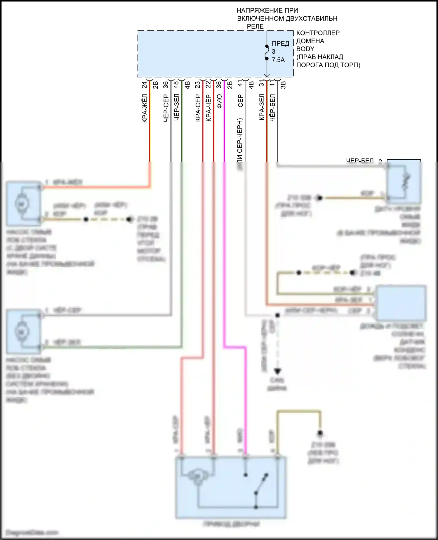 M4 BMW G82 (2020-2024): Дворники и омыватели электросхема 