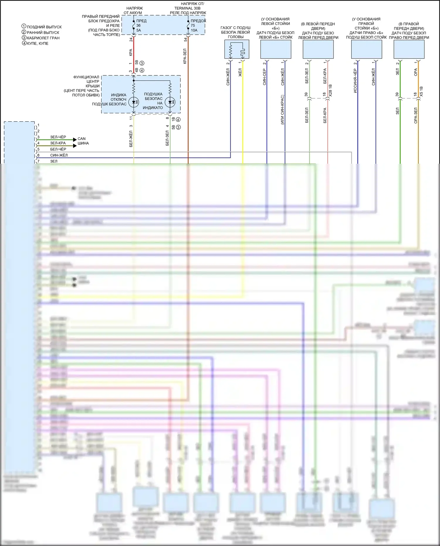 M4 BMW G82 (2020-2024): Электросхема подушек безопасности (1 из 4) 