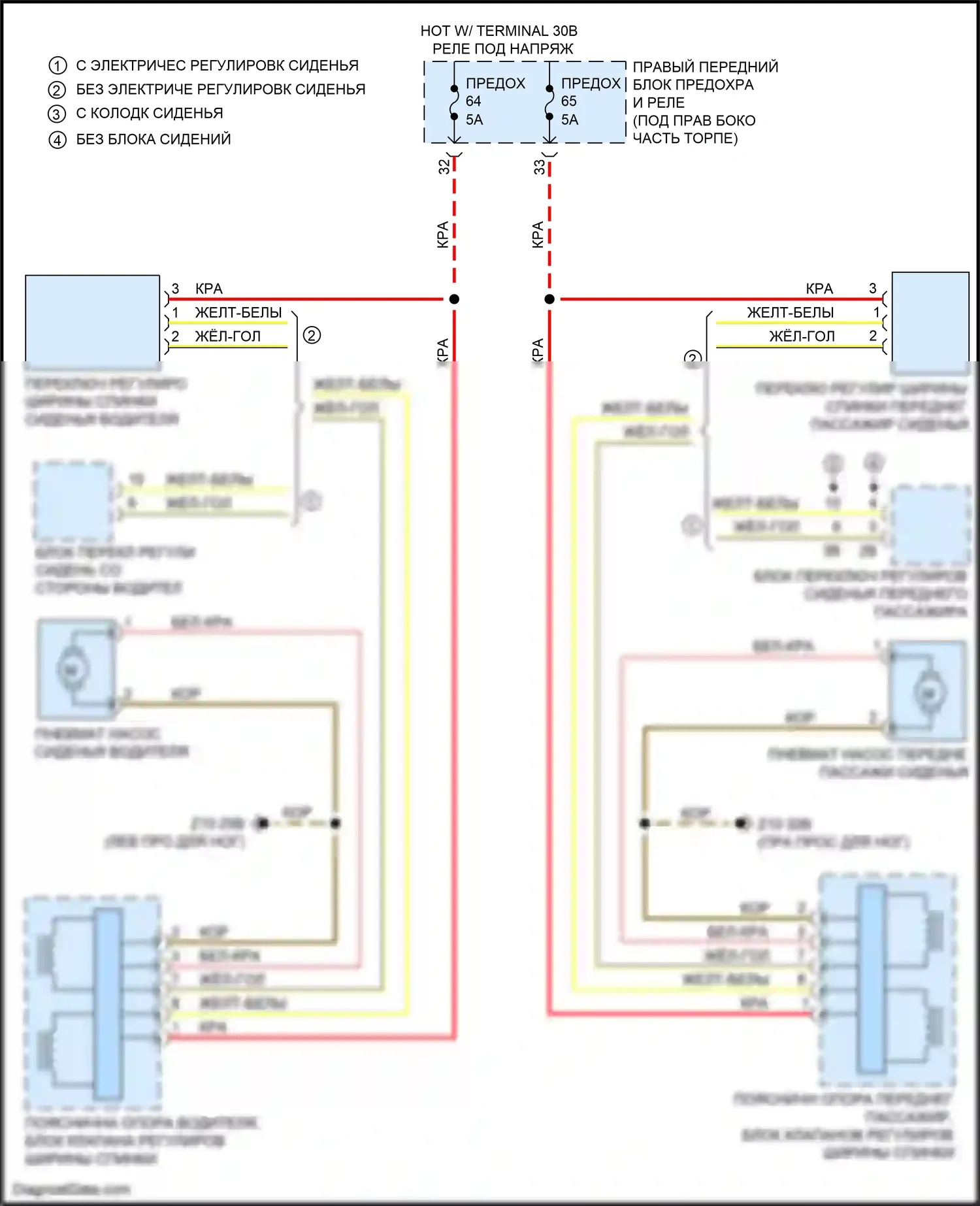 M4 BMW G82 (2020-2024): Электросхема спортивных сидений, с поясницей 
