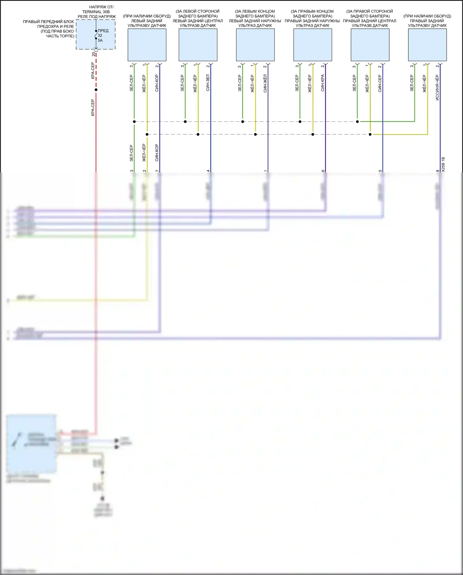 M4 BMW G82 (2020-2024): Электросхема парктроника (2 из 2) 