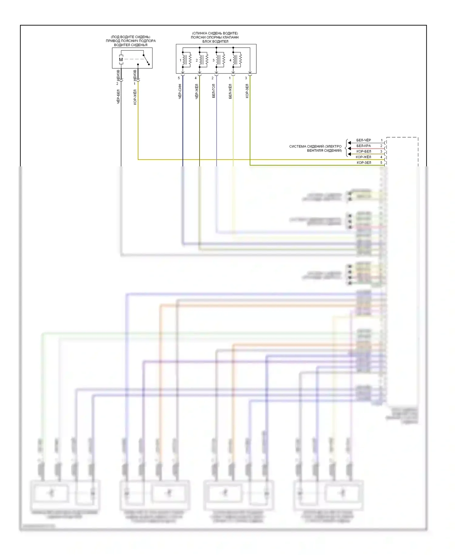 M5 BMW E60/E61 (2004-2010): Электросхема сиденья водителя с памятью, с поясничной опорой, без активных сидений (2 из 2) 