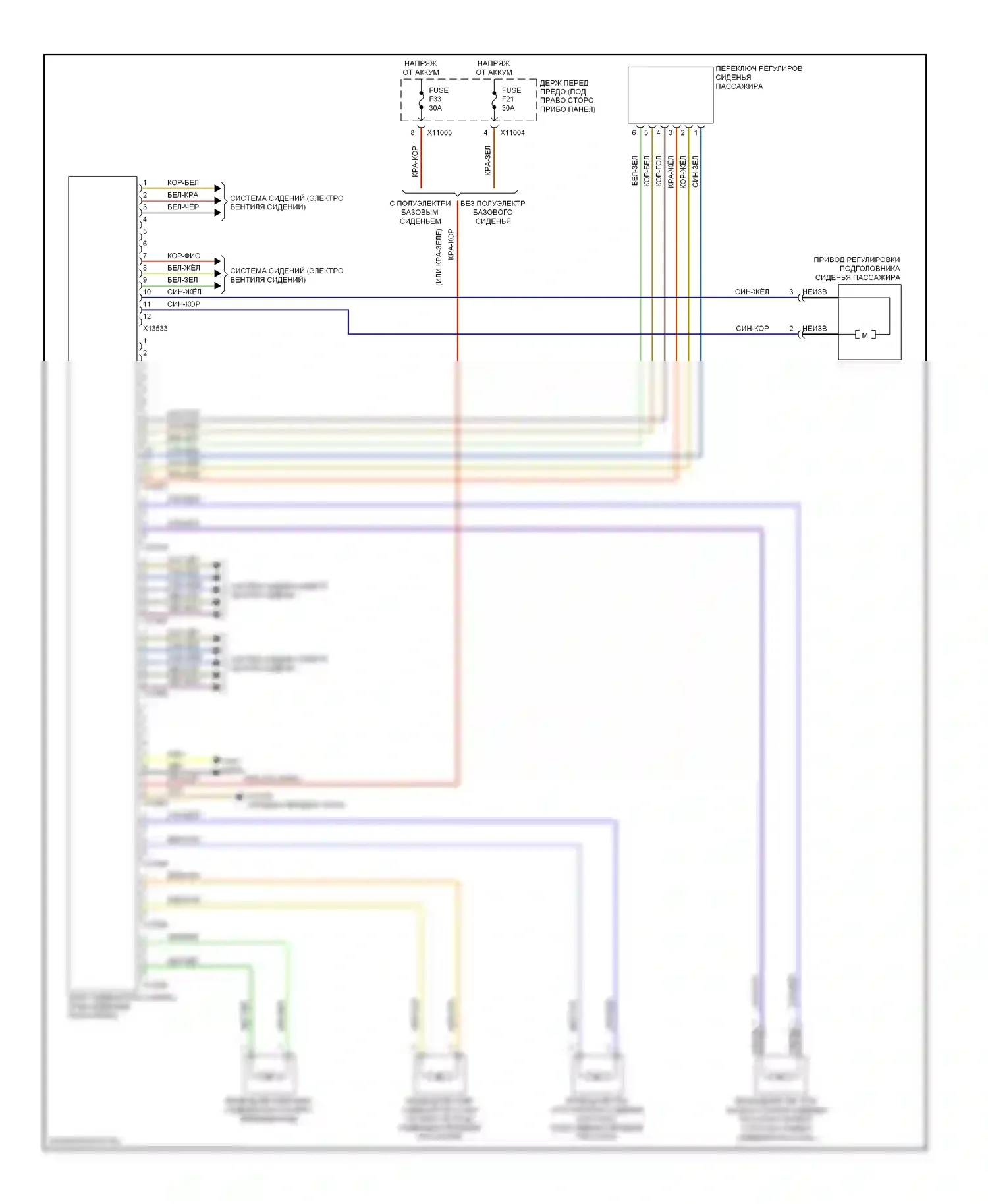 M5 BMW E60/E61 (2004-2010): Память пассажира сиденья электросхема, без поясничной опоры 