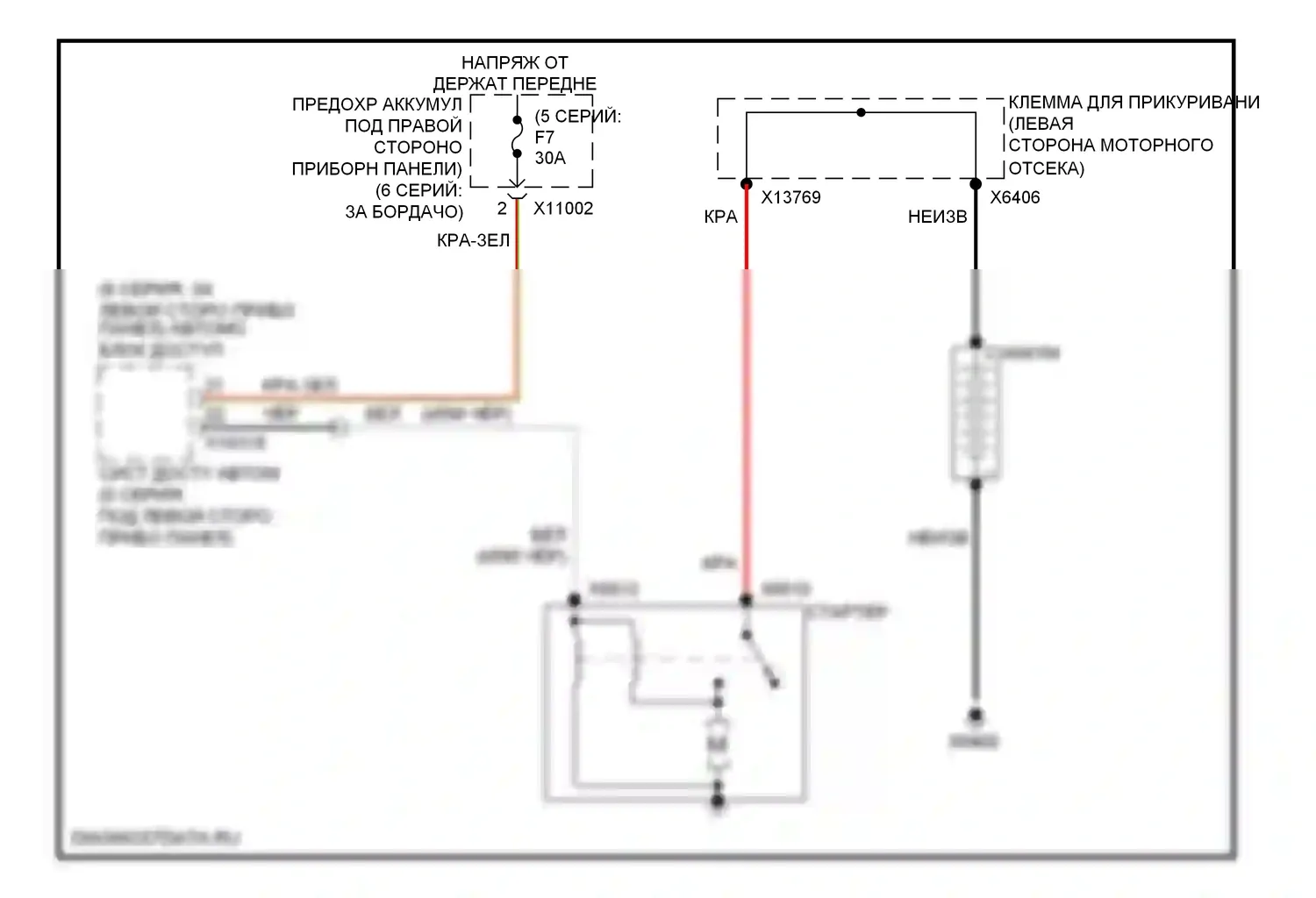 M5 BMW E60/E61 (2004-2010): Электросхема стартера 