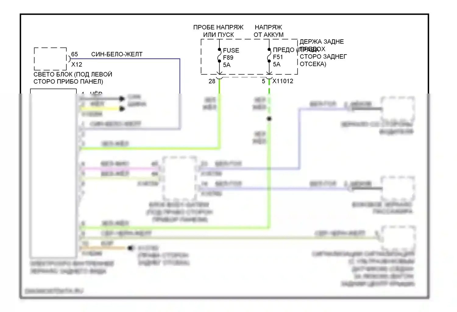 M5 BMW E60/E61 (2004-2010): Электросхема электрохромного зеркала 