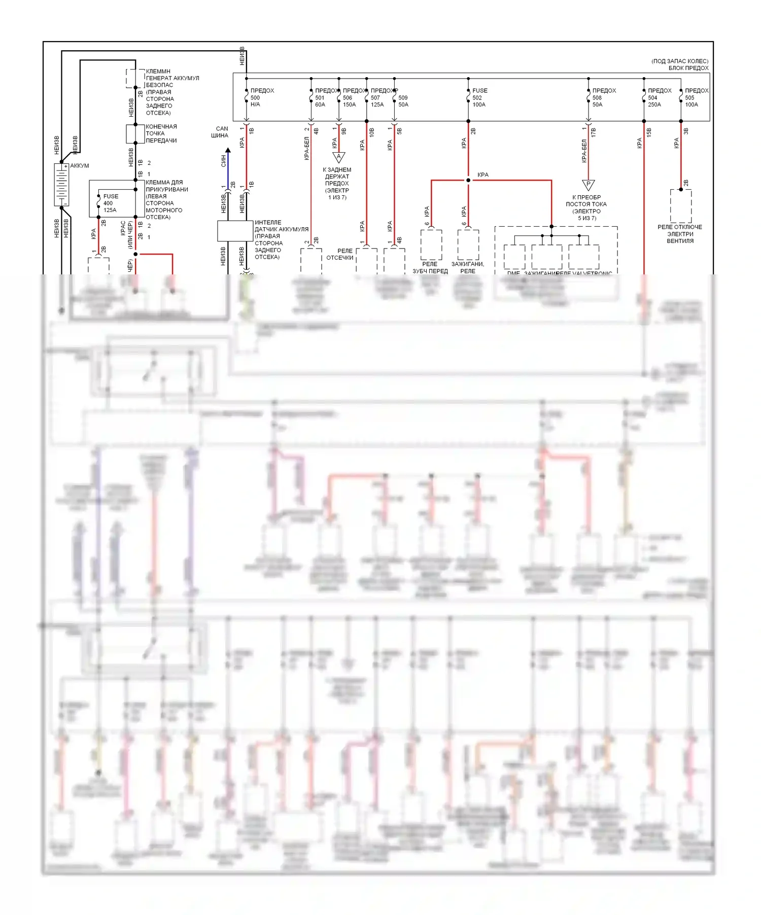 M5 BMW F10 рестайлинг (2013-2016): Электросхема блока предохранителей реле (1 из 7) 