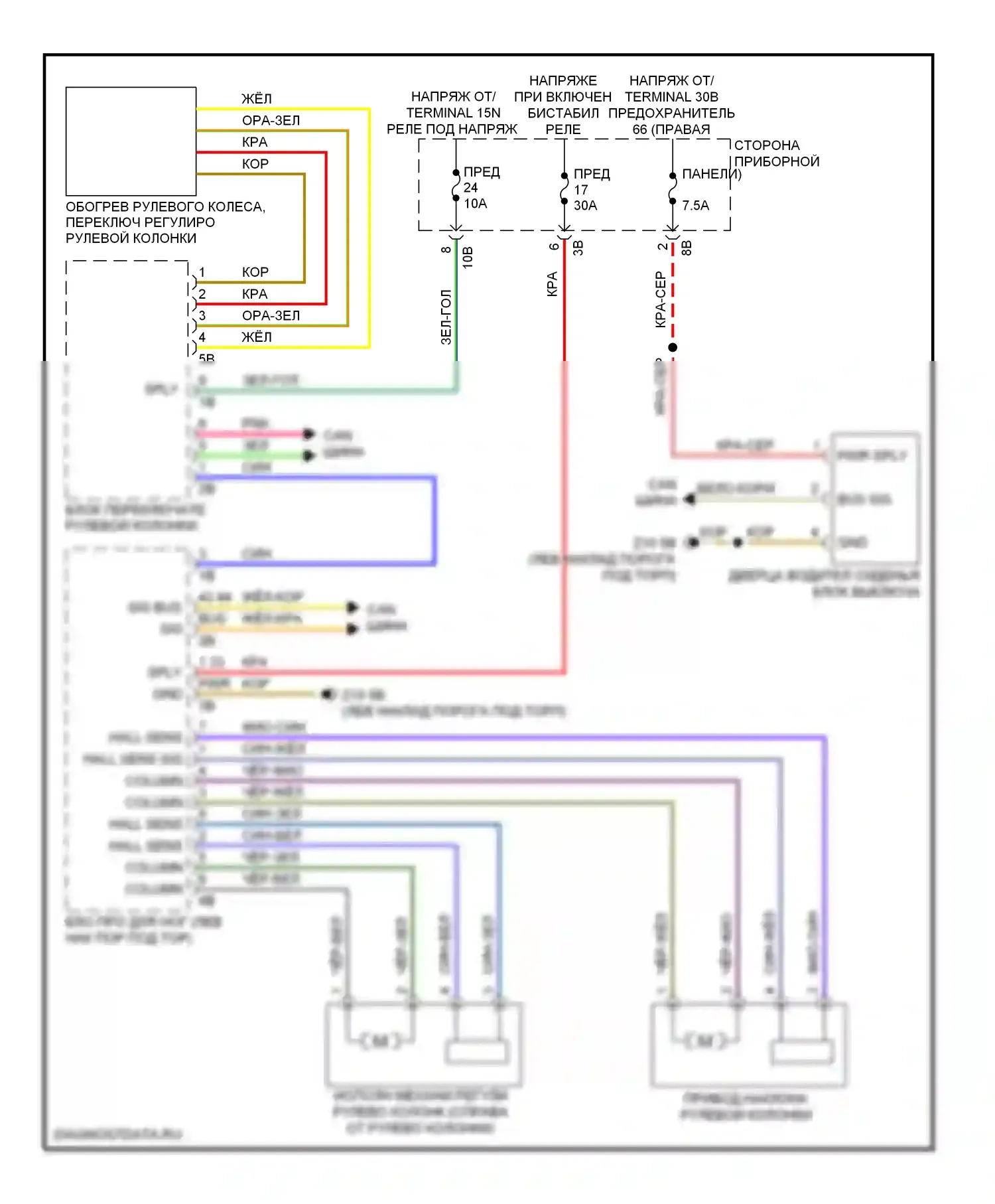 M5 BMW F10 рестайлинг (2013-2016): Электросхема памяти рулевой колонки 