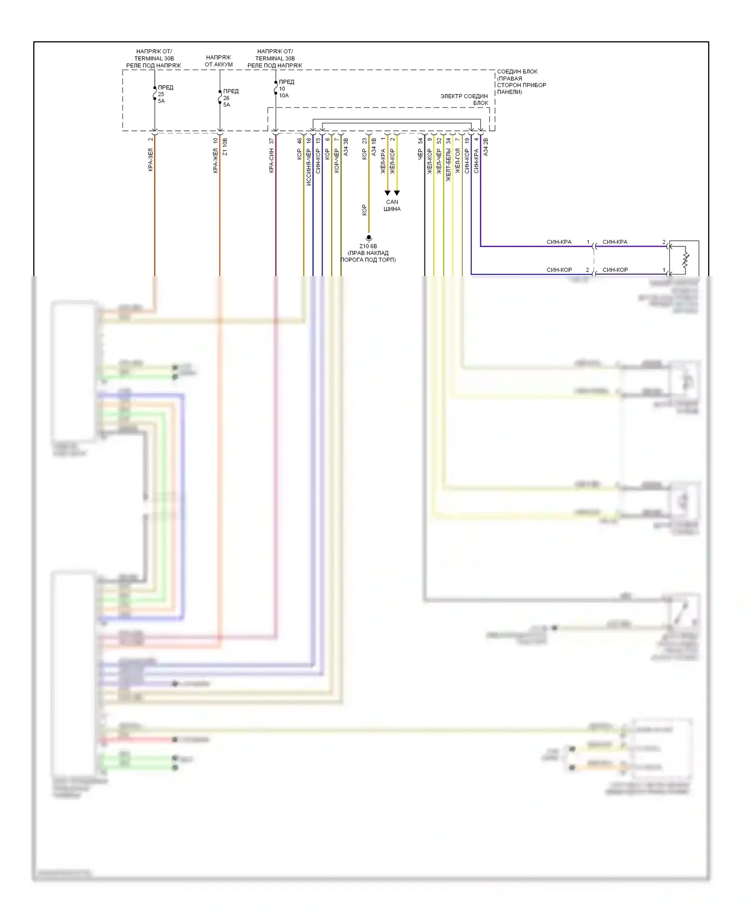 M5 BMW F10 рестайлинг (2013-2016): Электросхема приборной панели 