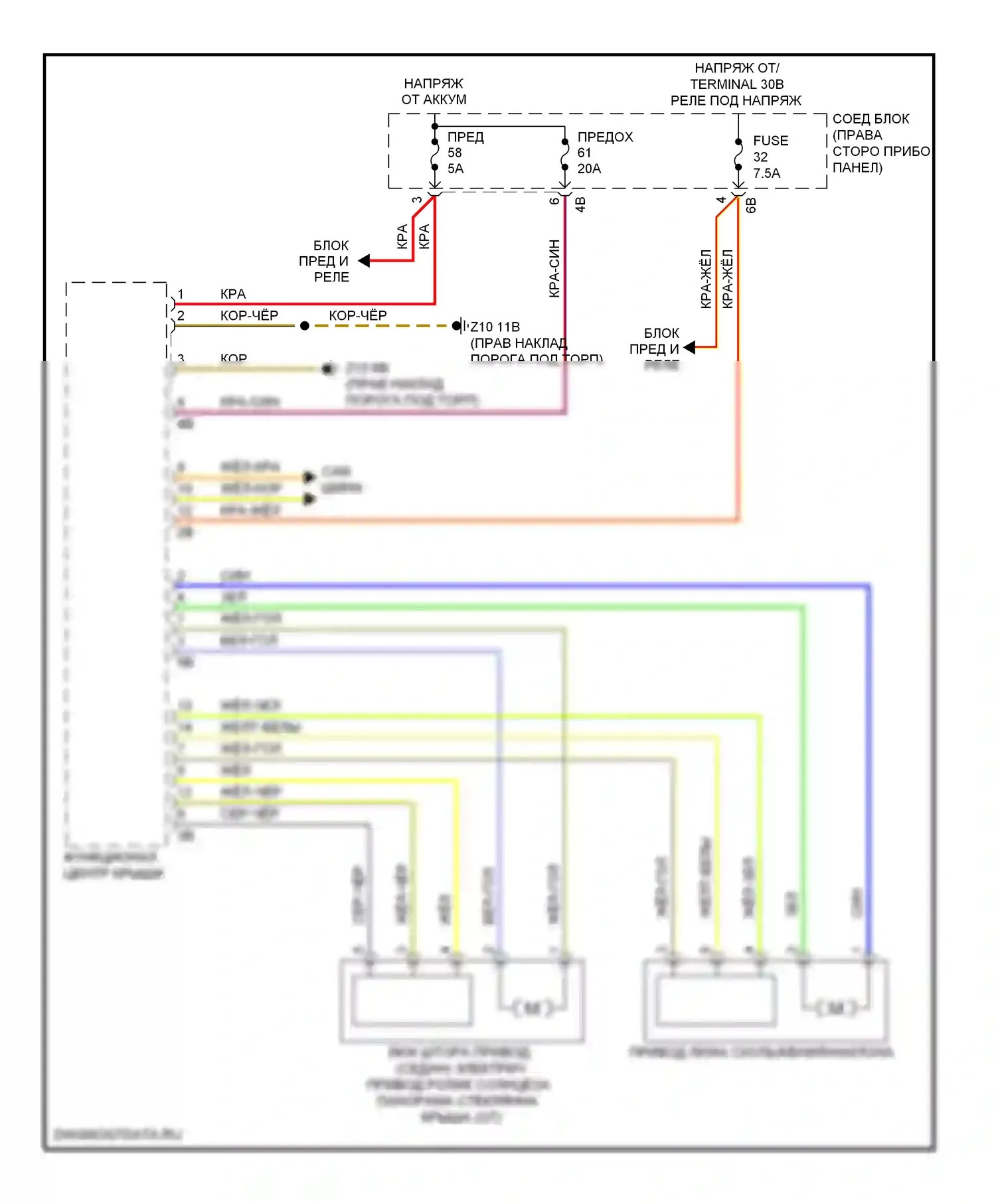 M5 BMW F10 рестайлинг (2013-2016): Электросхема складной крыши/люка 