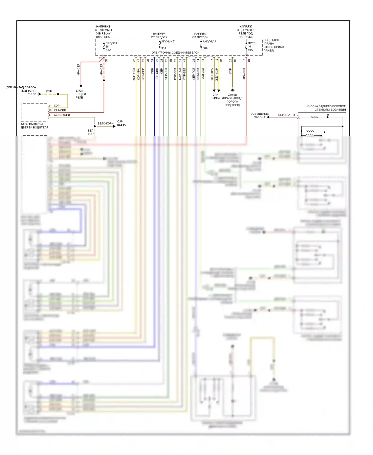 M5 BMW F10 рестайлинг (2013-2016): Стеклоподъемники электросхема 