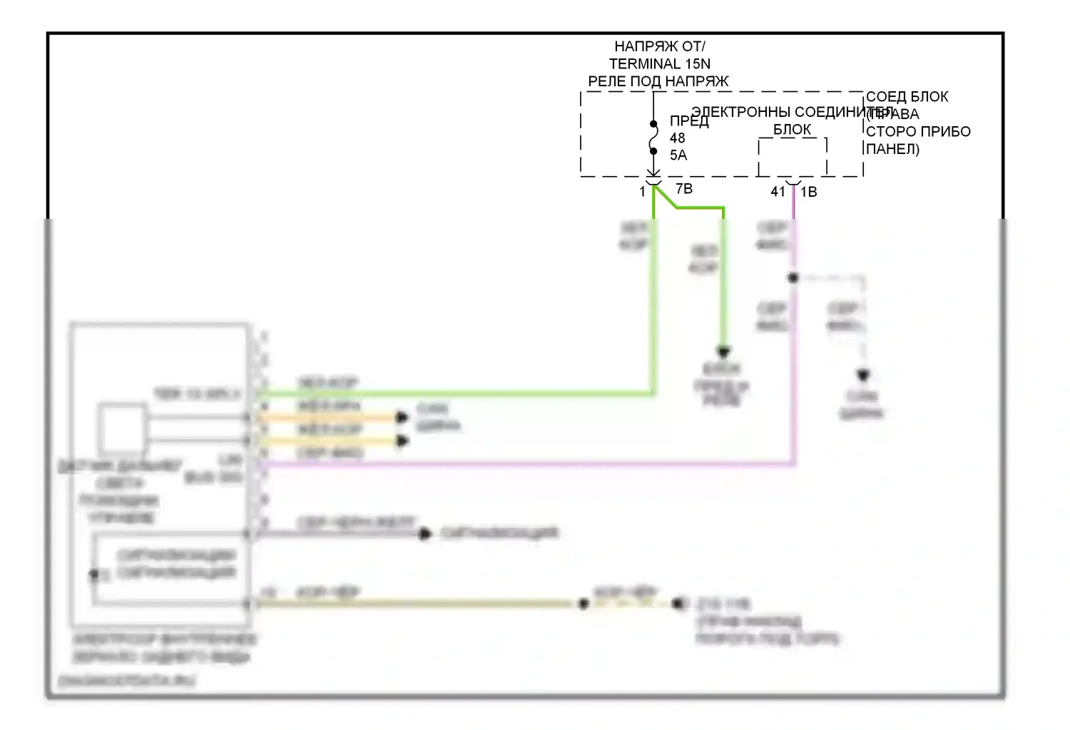 M5 BMW F10 рестайлинг (2013-2016): Электросхема управления зеркалами заднего вида 
