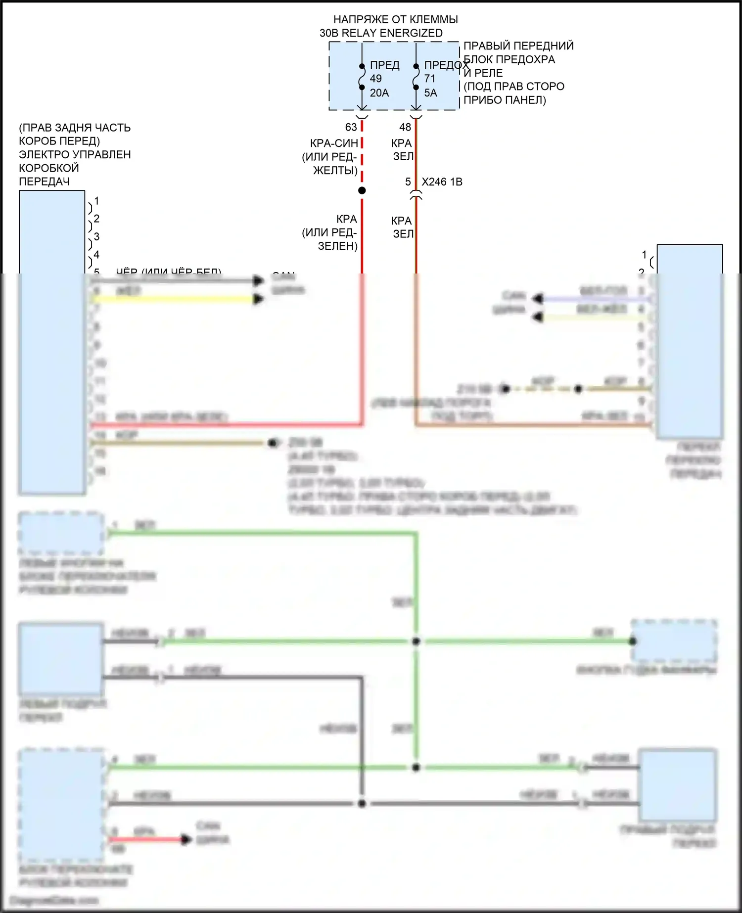 M5 BMW F90 рестайлинг (2020-2024): Электросхема автоматической коробки передач 