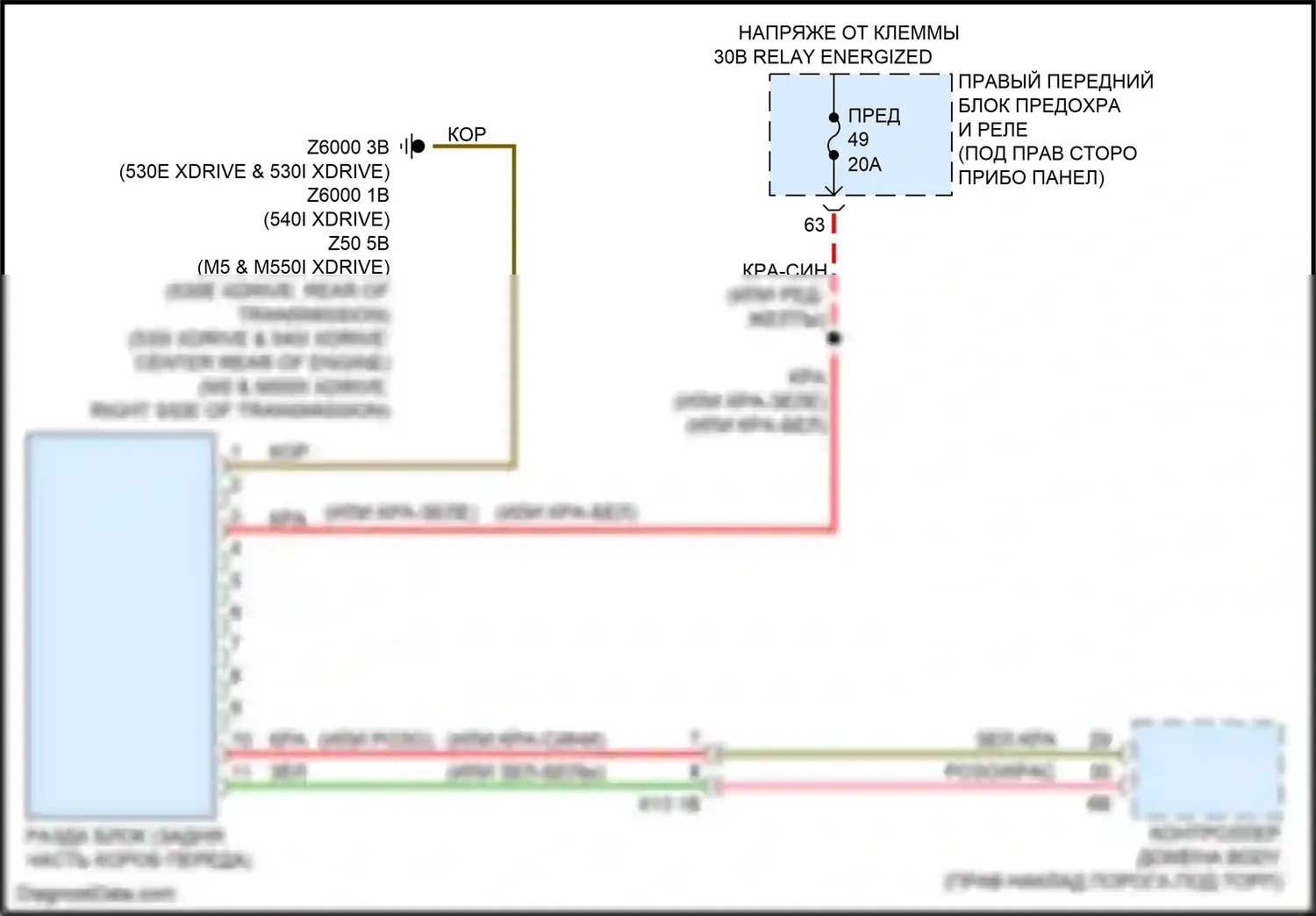 M5 BMW F90 рестайлинг (2020-2024): Электросхема awd 