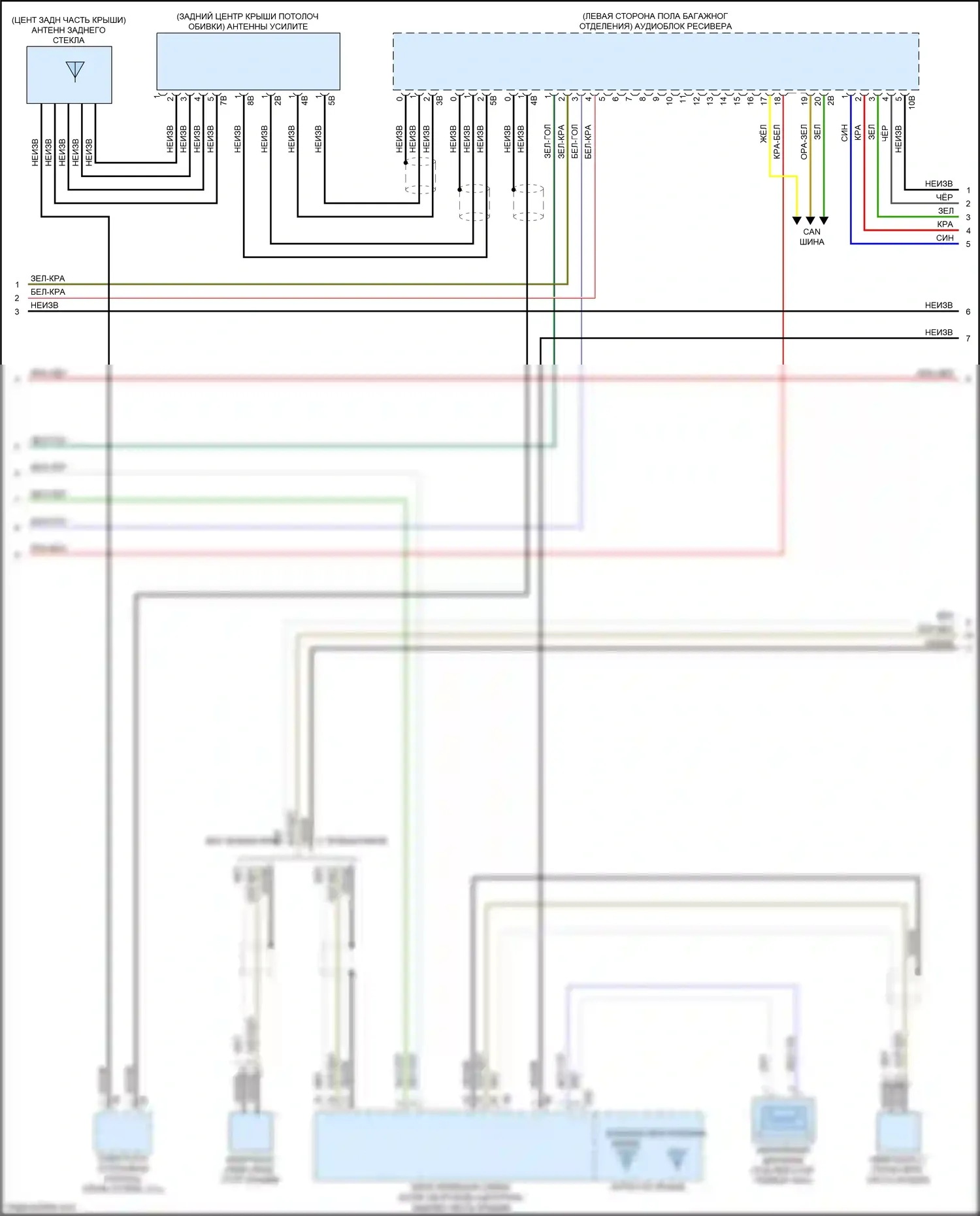 M5 BMW F90 рестайлинг (2020-2024): Электросхема аудиоблока приемника, высокий уровень (4 из 5) 