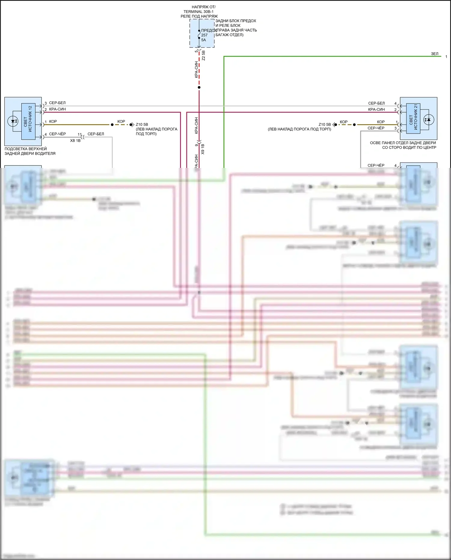 M5 BMW F90 рестайлинг (2020-2024): Электросхема освещения салона (5 из 6) 