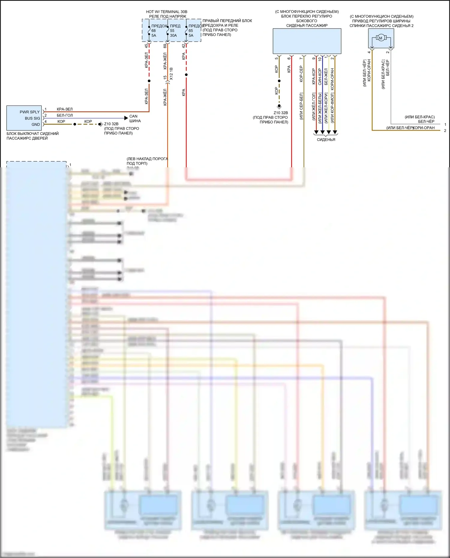 M5 BMW F90 рестайлинг (2020-2024): Электросхема сиденья памяти пассажира (1 из 2) 
