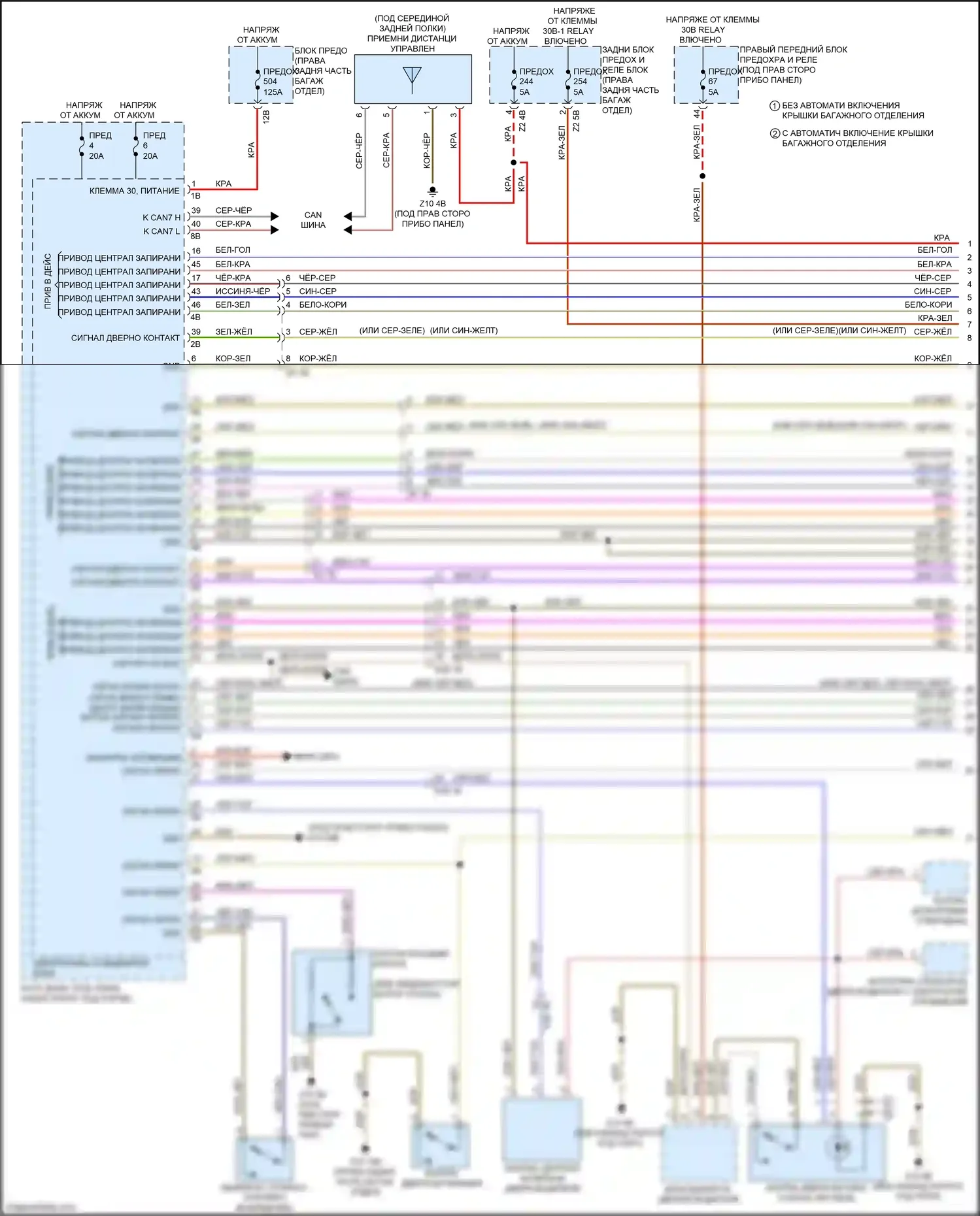 M5 BMW F90 рестайлинг (2020-2024): Электросхема сигнализации и центрального запирания (1 из 4) 