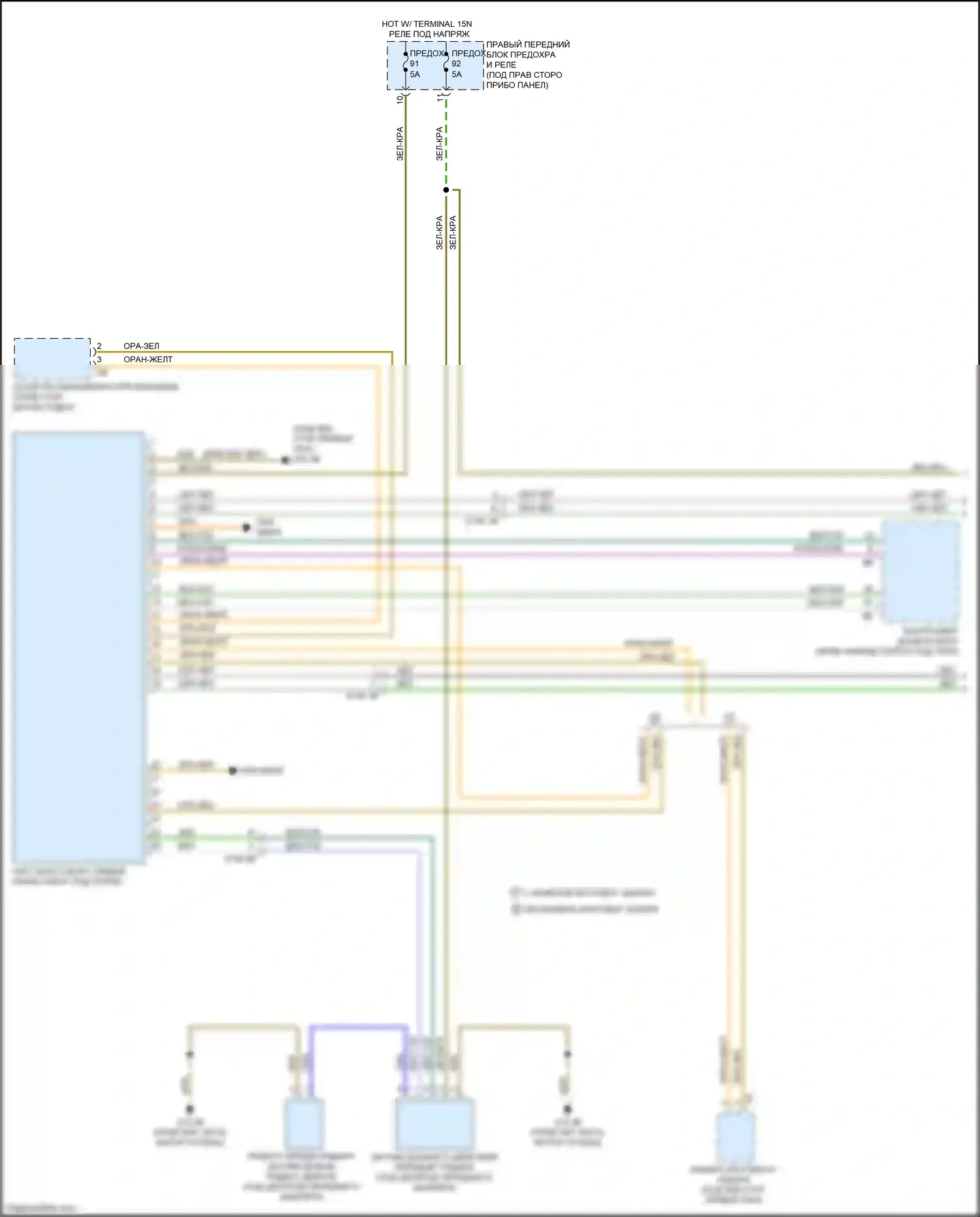 M5 BMW F90 рестайлинг (2020-2024): Электросхема контроля в слепой зоне с передним и задним радарными датчиками (1 из 2) 