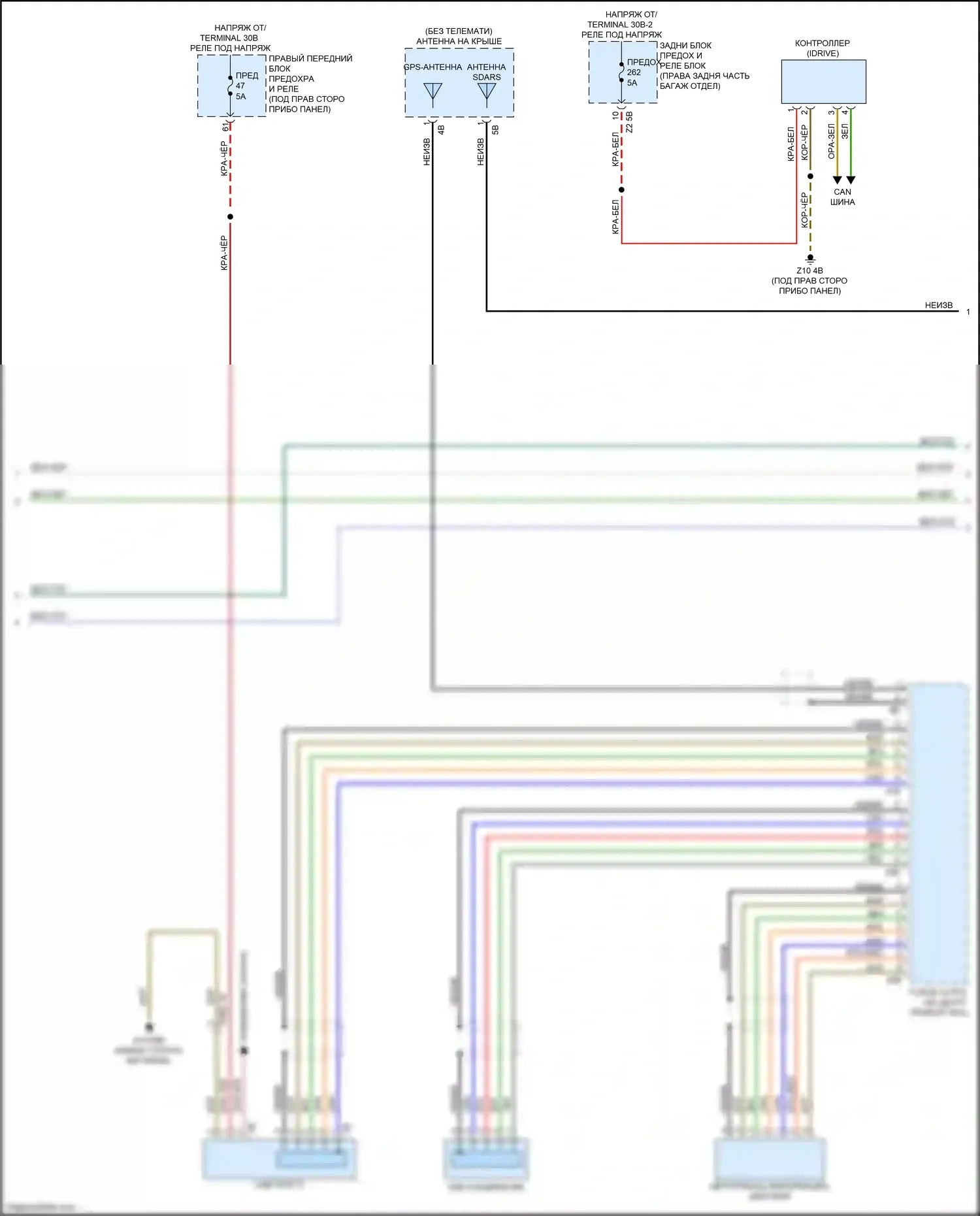M5 BMW F90 рестайлинг (2020-2024): Электросхема навигации, базовой с аудиоблоком приемника (2 из 4) 