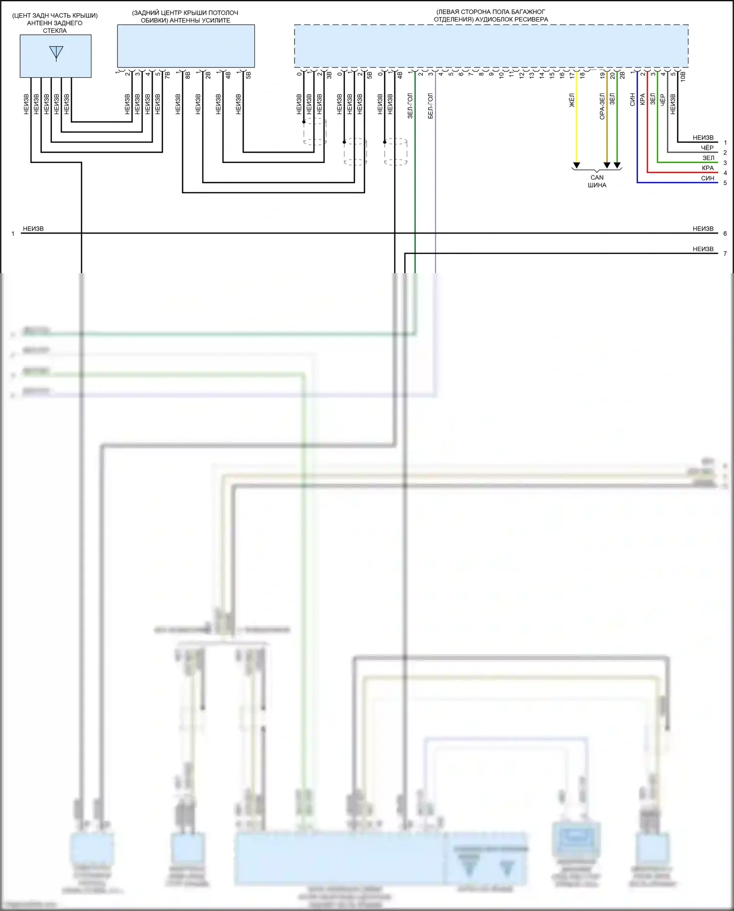 M5 BMW F90 рестайлинг (2020-2024): Электросхема навигации, базовой с аудиоблоком приемника (3 из 4) 