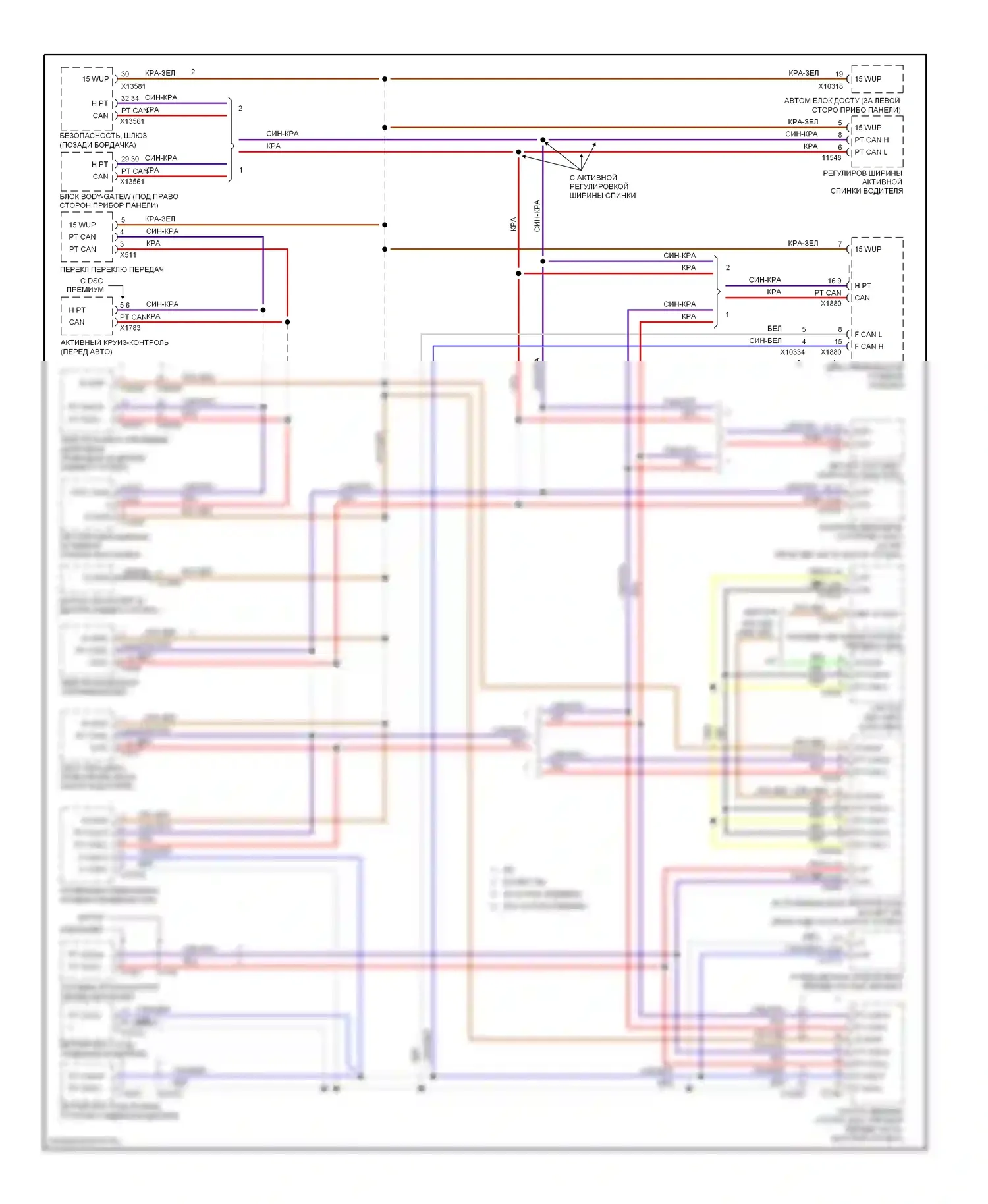 M6 BMW E63/E64 (2005-2010): Электросхема шины данных (1 из 2) 