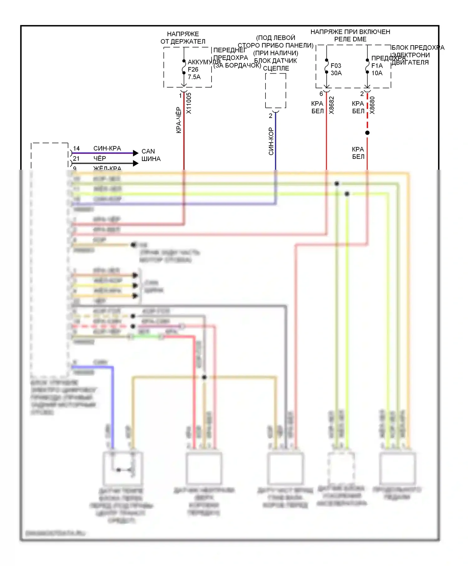 M6 BMW E63/E64 (2005-2010): Электросхема автоматической коробки передач 