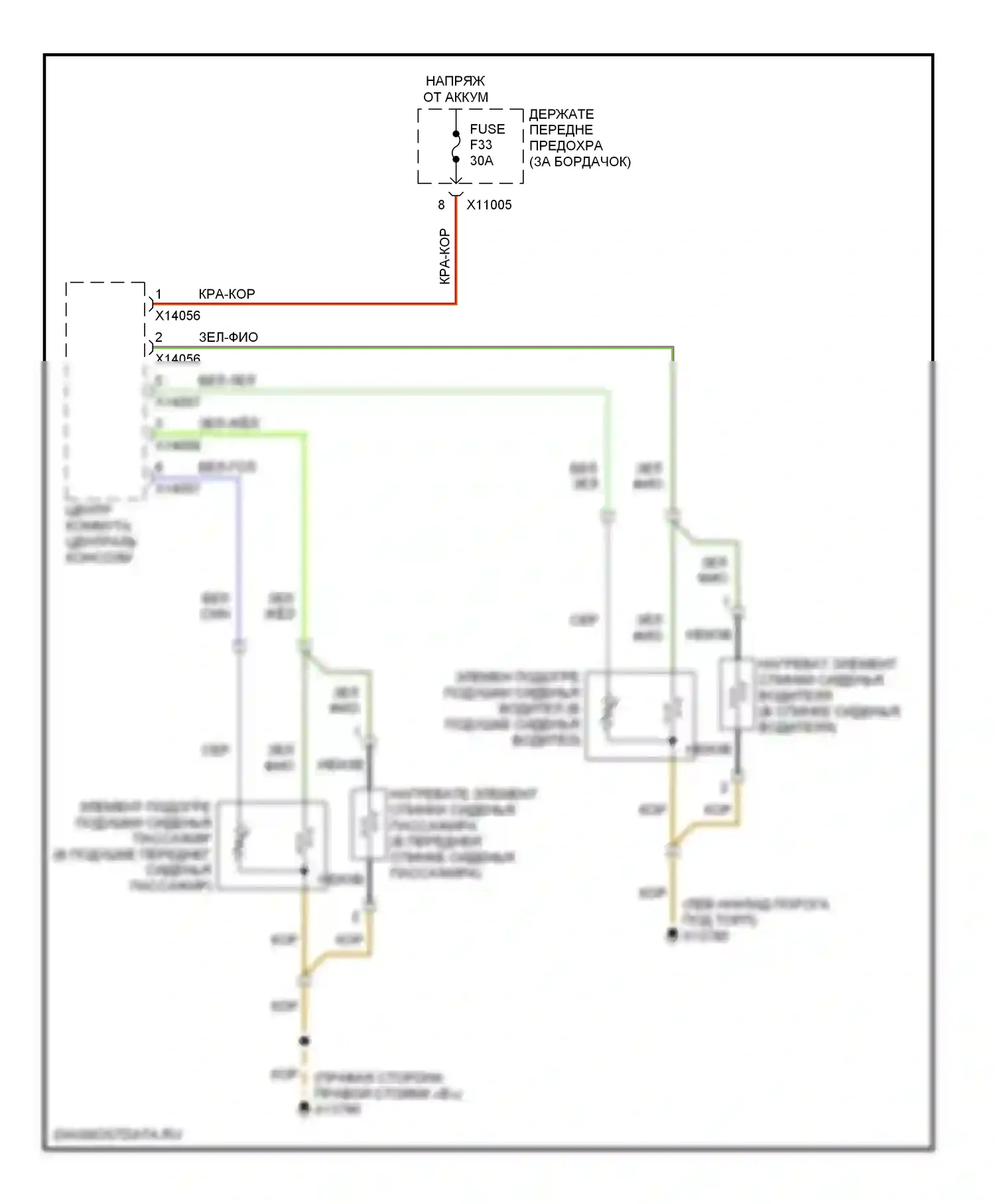 M6 BMW E63/E64 (2005-2010): Электросхема обогреваемых сидений 