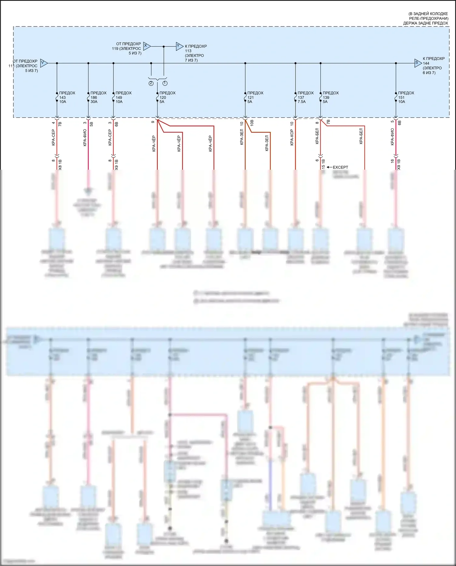 M6 BMW F06/F13/F12 рестайлинг (2015-2018): Электросхема блока предохранителей реле (6 из 7) 