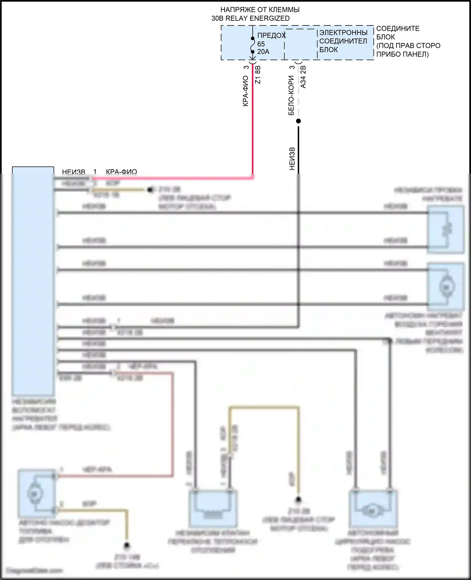 M6 BMW F06/F13/F12 рестайлинг (2015-2018): Электросхема автономного отопления 