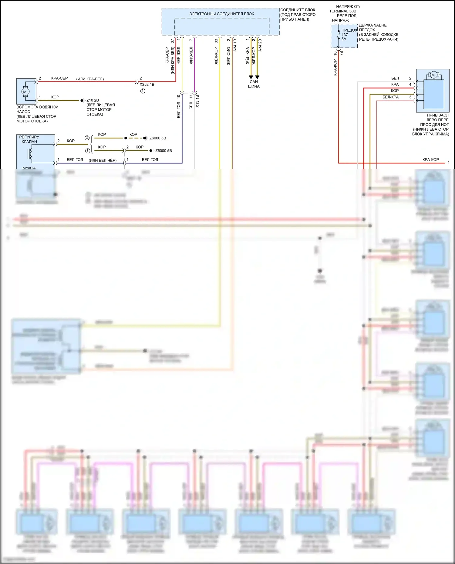 M6 BMW F06/F13/F12 рестайлинг (2015-2018): Электросхема климат контроля, с задним автоматическим климат-контролем (2 из 3) 