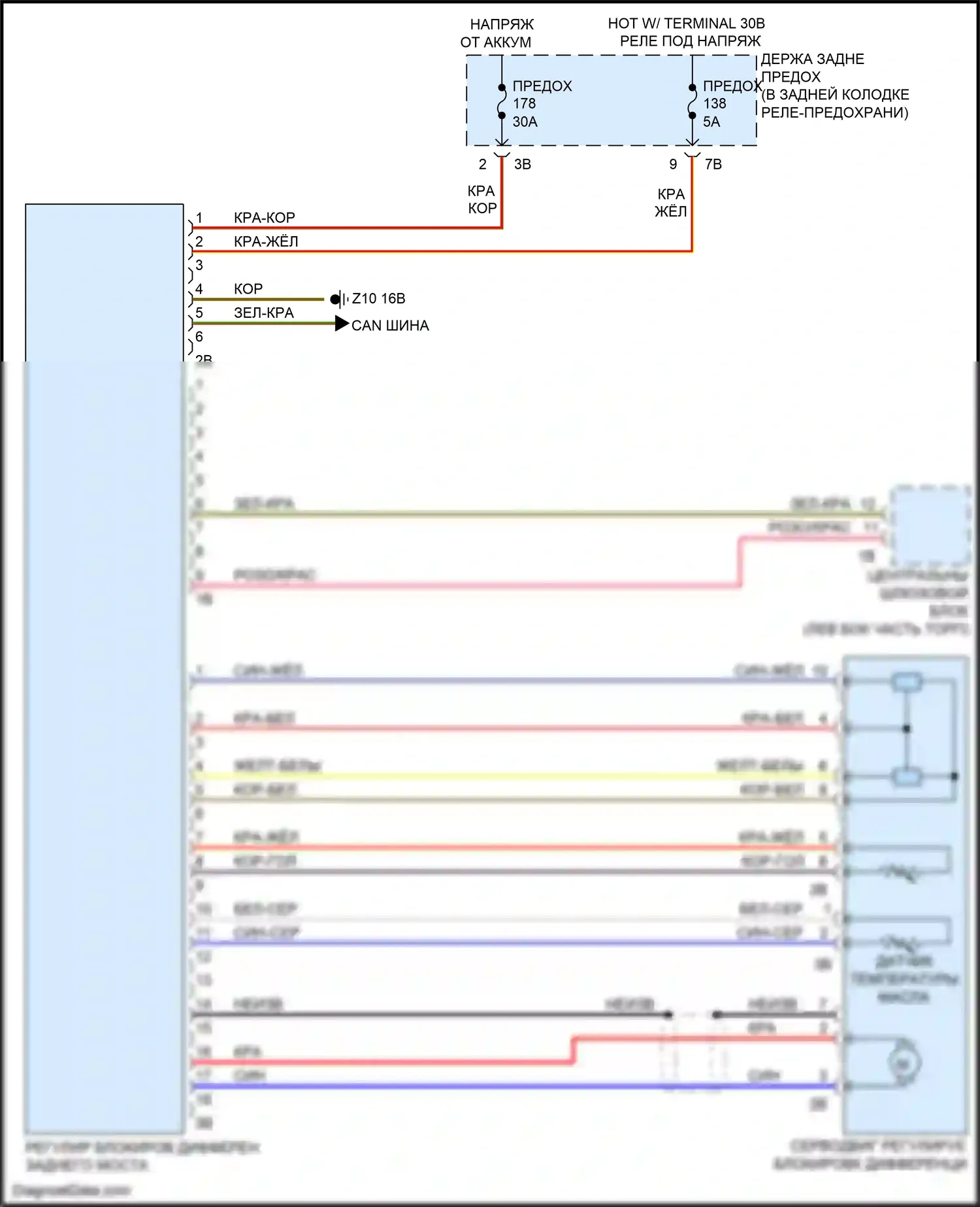 M6 BMW F06/F13/F12 рестайлинг (2015-2018): Электросхема заднего моста 