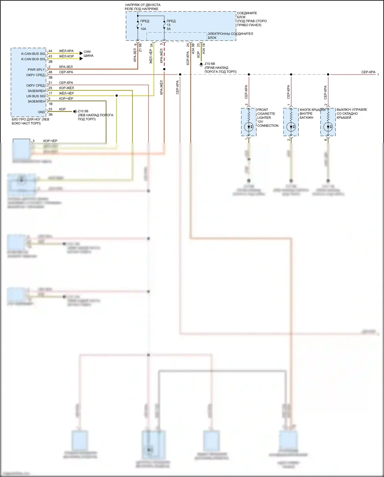 M6 BMW F06/F13/F12 рестайлинг (2015-2018): Электросхема подсветки приборной панели (1 из 2) 