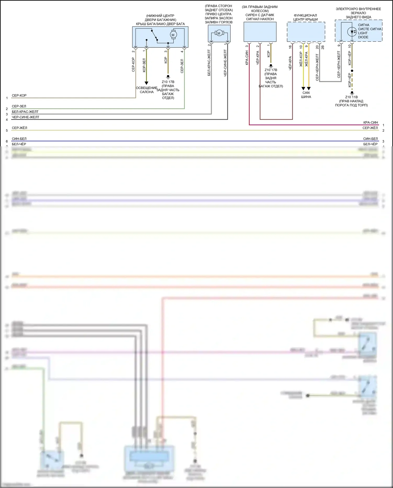 M6 BMW F06/F13/F12 рестайлинг (2015-2018): Электросхема сигнализации и центрального замков, купе (2 из 3) 
