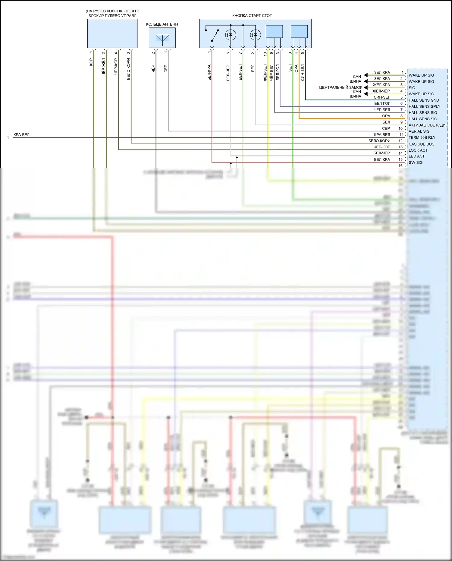 M6 BMW F06/F13/F12 рестайлинг (2015-2018): Электросхема системы бесключевого доступа (2 из 2) 